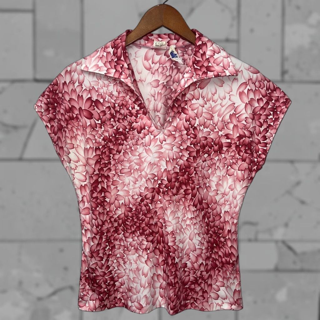 Pinko VINTAGE Mardi Modes Pink Floral Shirt Womens Size 14 Size XL / US 12-14 / IT 48-50 - 1 Thumbnail
