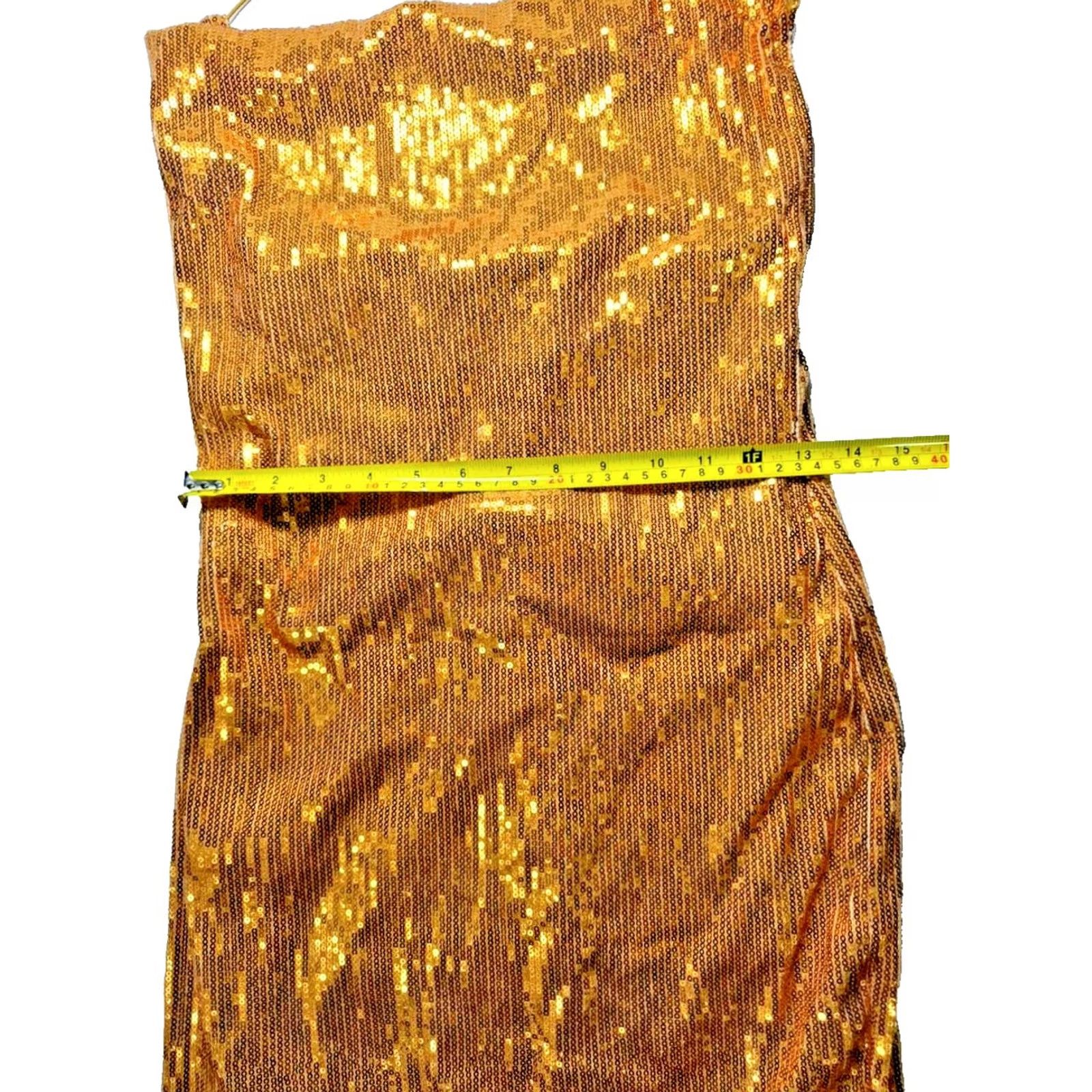 PrettyLittleThing Gold Sequin Strapless Mini Dress - Size 6 Size M / US 6-8 / IT 42-44 - 6 Thumbnail