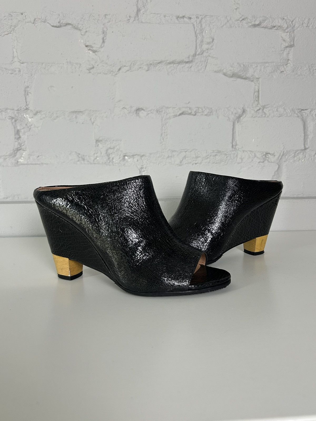 Other Italian vintage leather waxed wedge platform mules Size US 7.5 / IT 37.5 - 4 Thumbnail