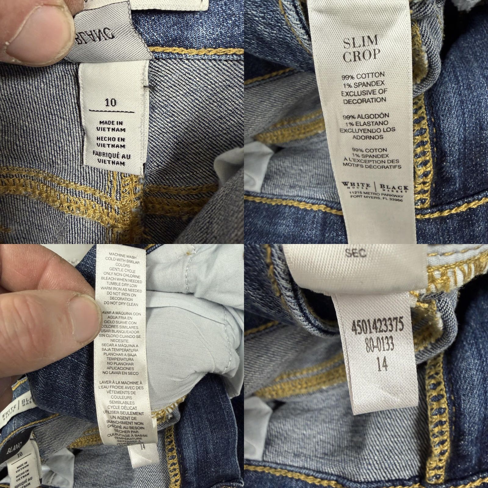 White House Black Market White House Black Market Jeans Womens 10 Slim Crop Mid Rise Denim Blue 34 Inseam 25.5 Inseam 25.5 Cropped Pockets Stretch Studded Button 5-Pocket Size 32" / US 10 / IT 46 - 8 Thumbnail