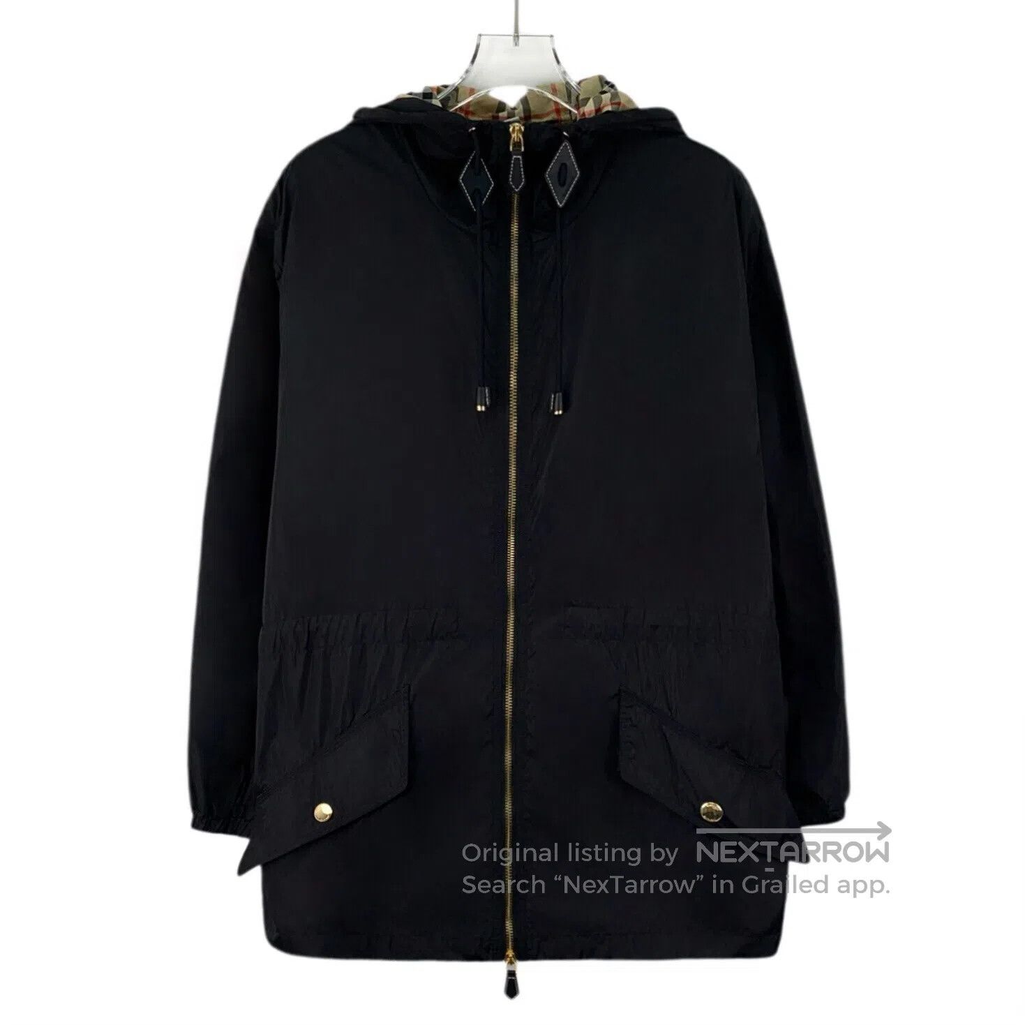 Burberry Burberry Black Hooded Drawstring Zip Long Sleeve Jacket| Size XXS / US 00 / IT 34 - 1 Thumbnail