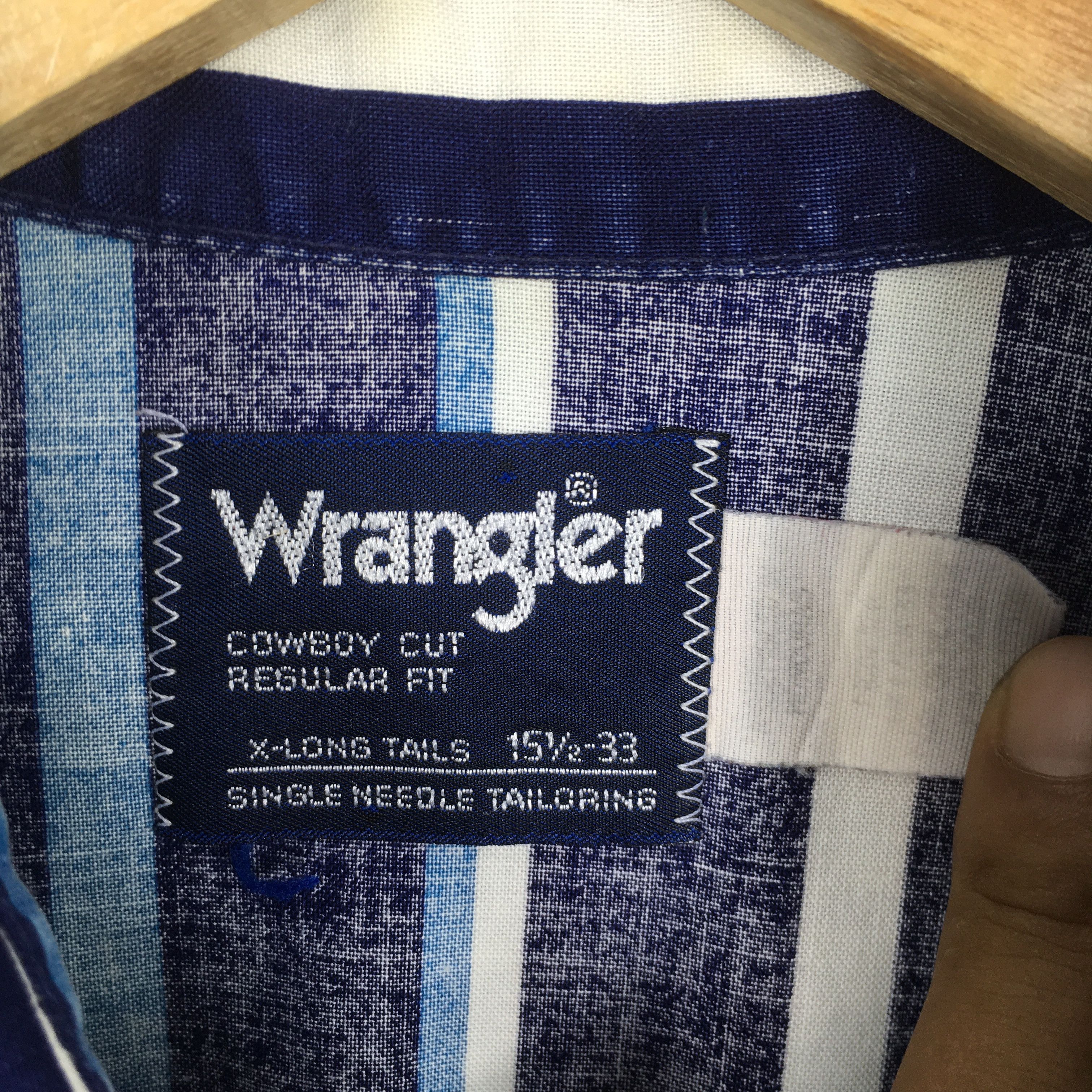 Wrangler Vintage 90s Wrangler Striped Blue Shirt Medium Size US M / EU 48-50 / 2 - 5 Thumbnail