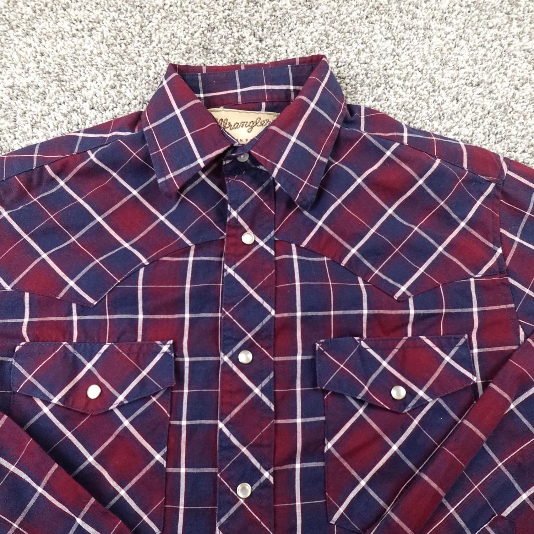 Wrangler VINTAGE Wrangler Shirt Mens S Red Blue Plaid Western Pearl Snap Long Sleeve Cowboy Rodeo Mens Size US S / EU 44-46 / 1 - 3 Thumbnail