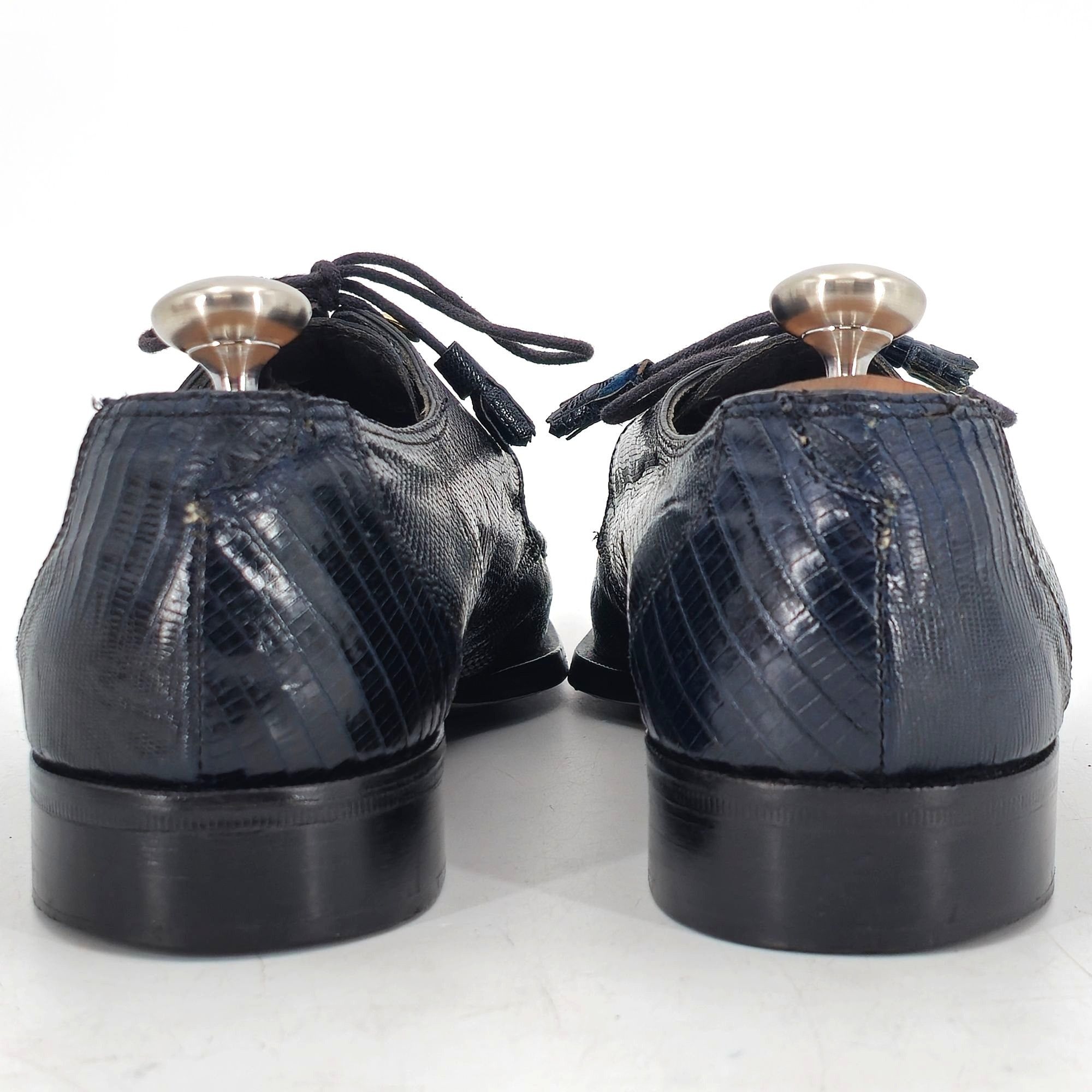 Vintage Vintage David Eden Exotic Teju Lizard Navy Blue Dress Shoes Size US 8.5 / EU 41-42 - 5 Thumbnail