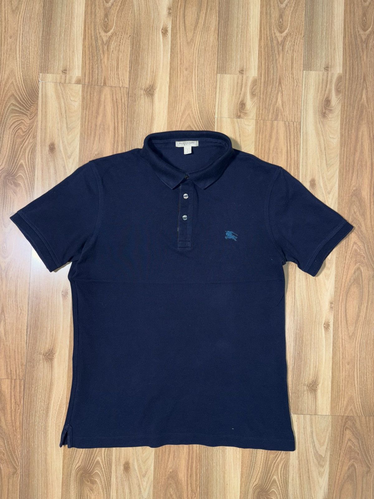 Burberry Prorsum Burberry Brit Navy Piqué Polo - Tonal Logo - Small Size US XXS / EU 40 - 1 Thumbnail