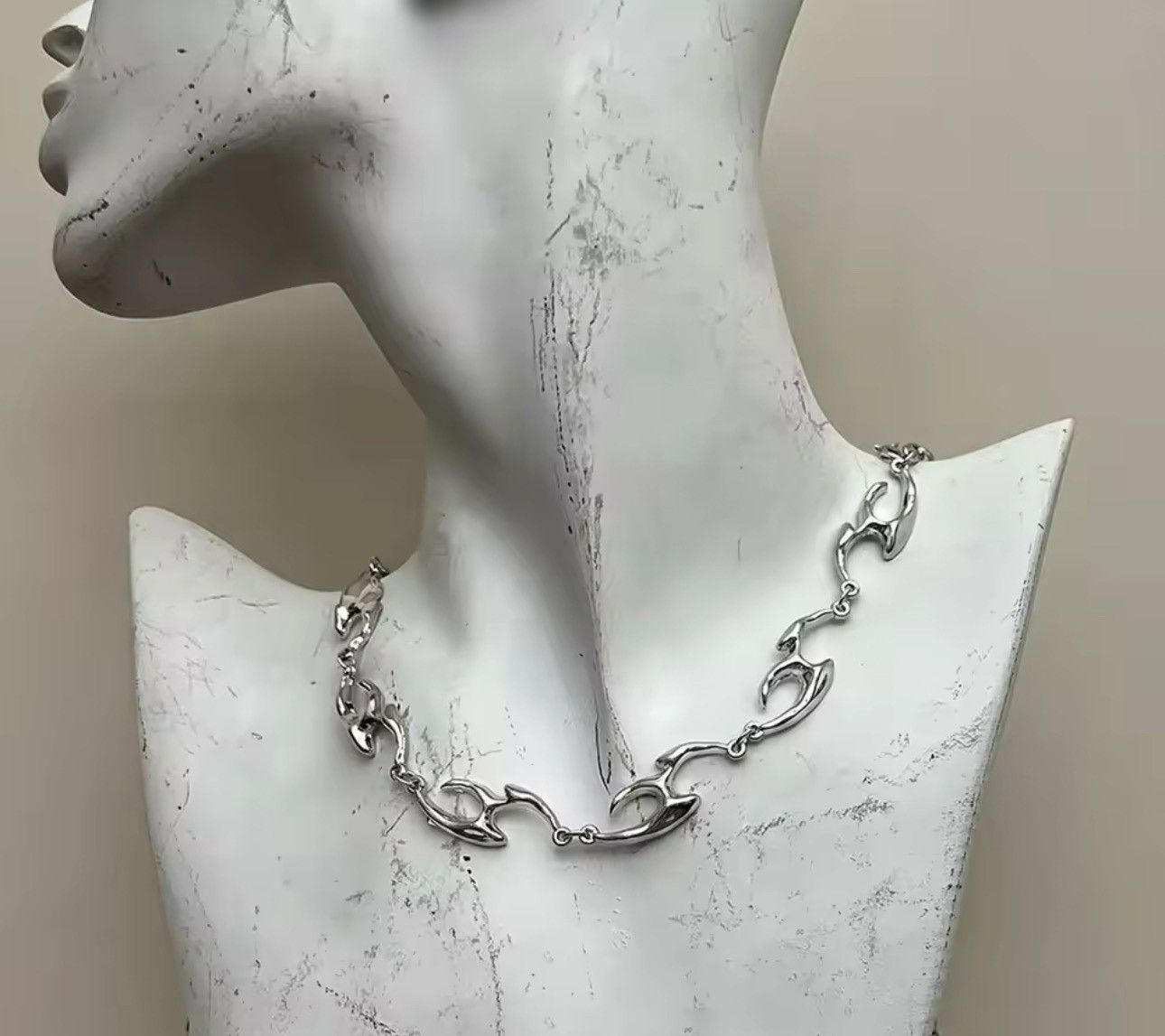Other Gothic Punk Spike Pearl Necklace Chain Size ONE SIZE - 4 Thumbnail
