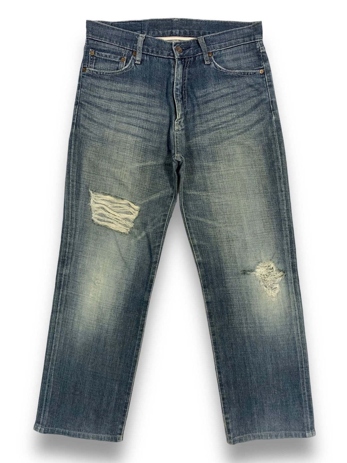 Jun Takahashi Vintage Y2K Uniqlo S002 Faded Loose Fit Distressed Jeans Size US 32 / EU 48 - 1 Thumbnail