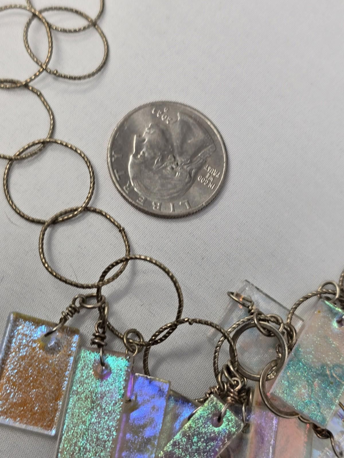 Studio D'Artisan Sterling Silver 925 Dichroic Glass Necklace 18” Artisan Size ONE SIZE - 7 Thumbnail