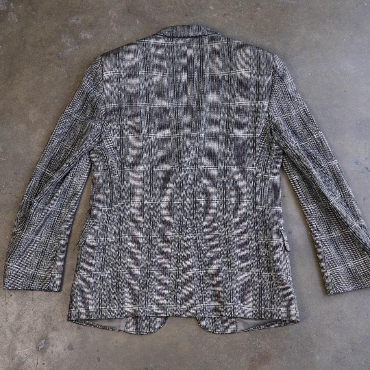 Christian Dior Monsieur Vintage 80s Christian Dior Sport Coat Gray Windowpane Check Size 40R - 3 Thumbnail