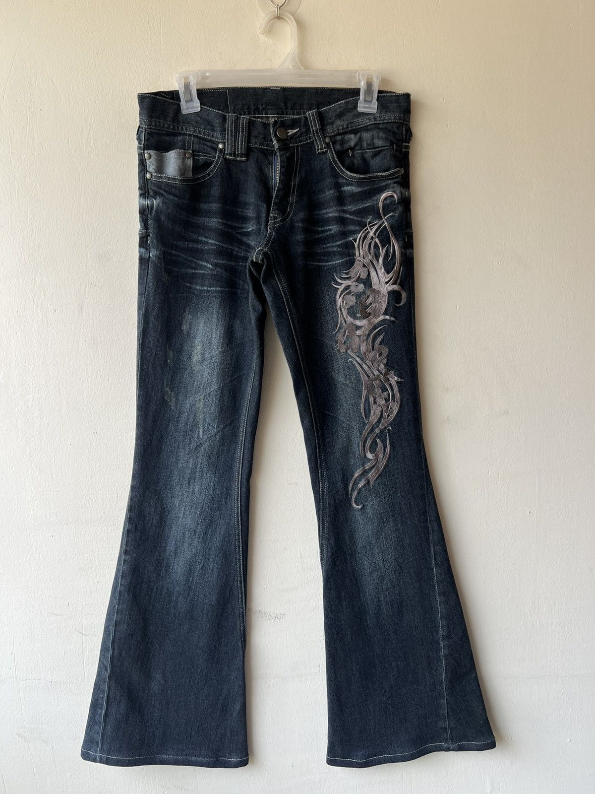 Tornado Mart Tornado Mart Embroidery Tribal Denim Super Flare Jeans Size US 30 / EU 46 - 9 Thumbnail