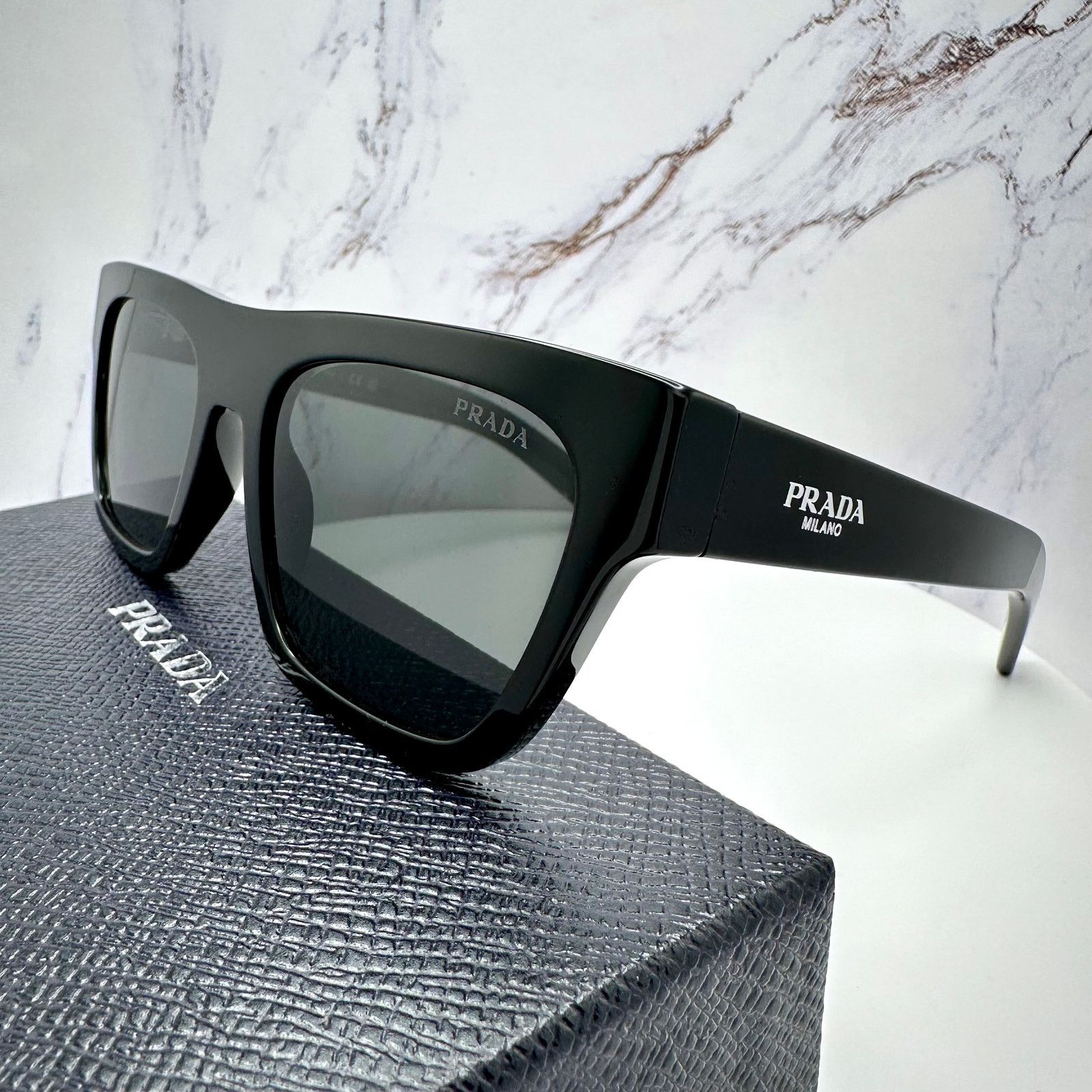 Prada NEW PRADA Sunglasses Black Square Rectangle w/ Box & Case Size ONE SIZE - 17 Thumbnail