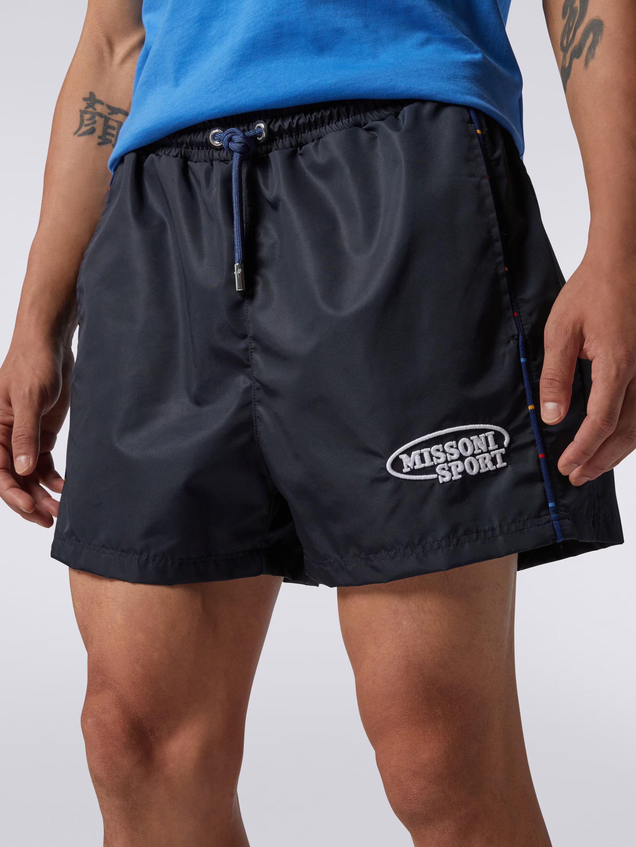 Missoni o1mle1025 Embroidered Logo Shorts in Blue Size US 36 / EU 52 - 4 Thumbnail