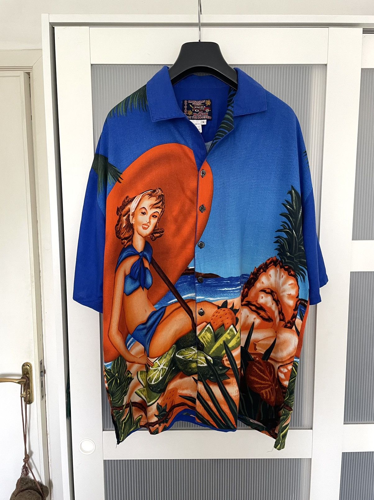 🔥Rare Vintage Hawaiian Shirt All Over Print 100% Rayon