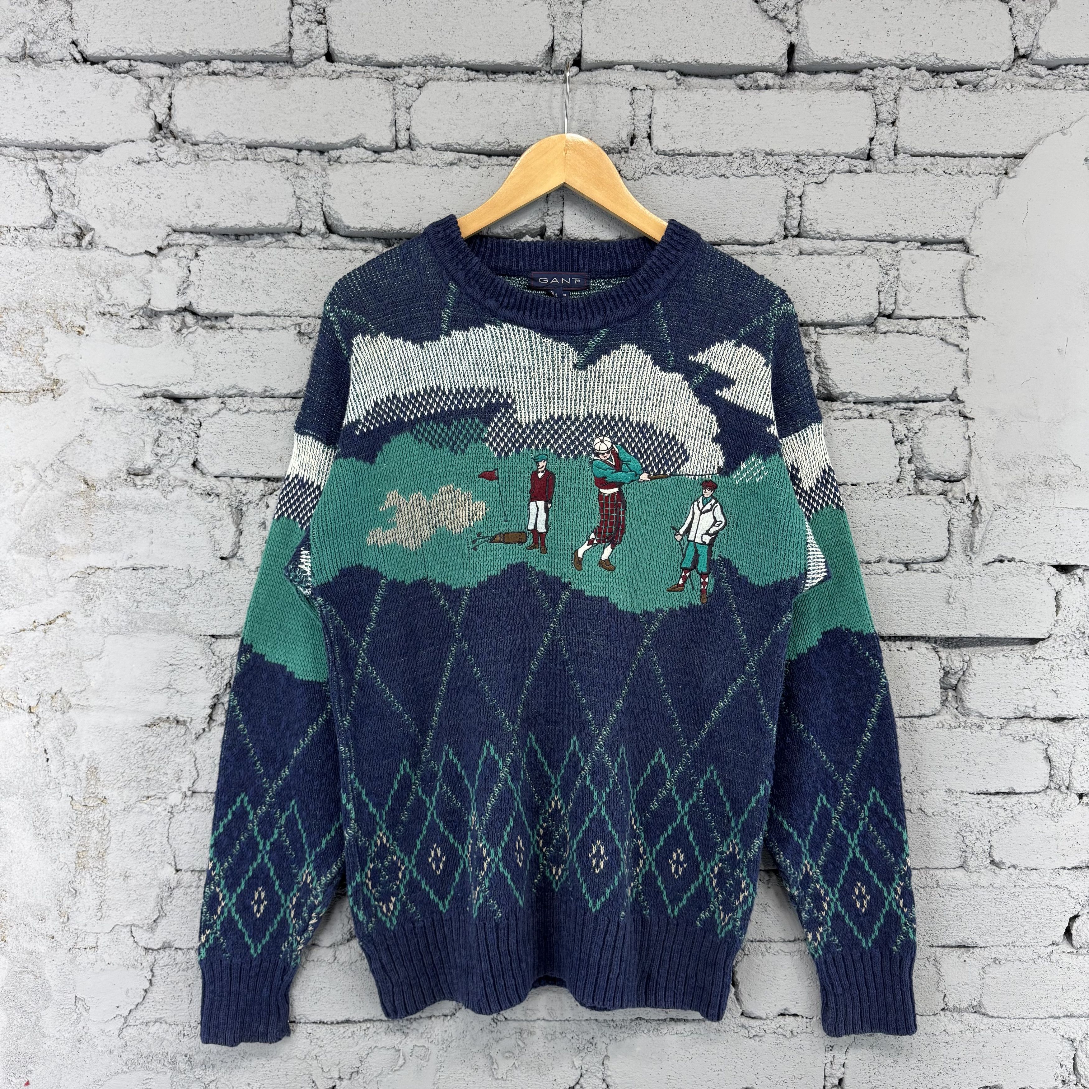 Japanese Brand Vintage 90s Sweater Knitwear Golf Graphic Crewneck Sportwear Size US M / EU 48-50 / 2 - 1 Thumbnail