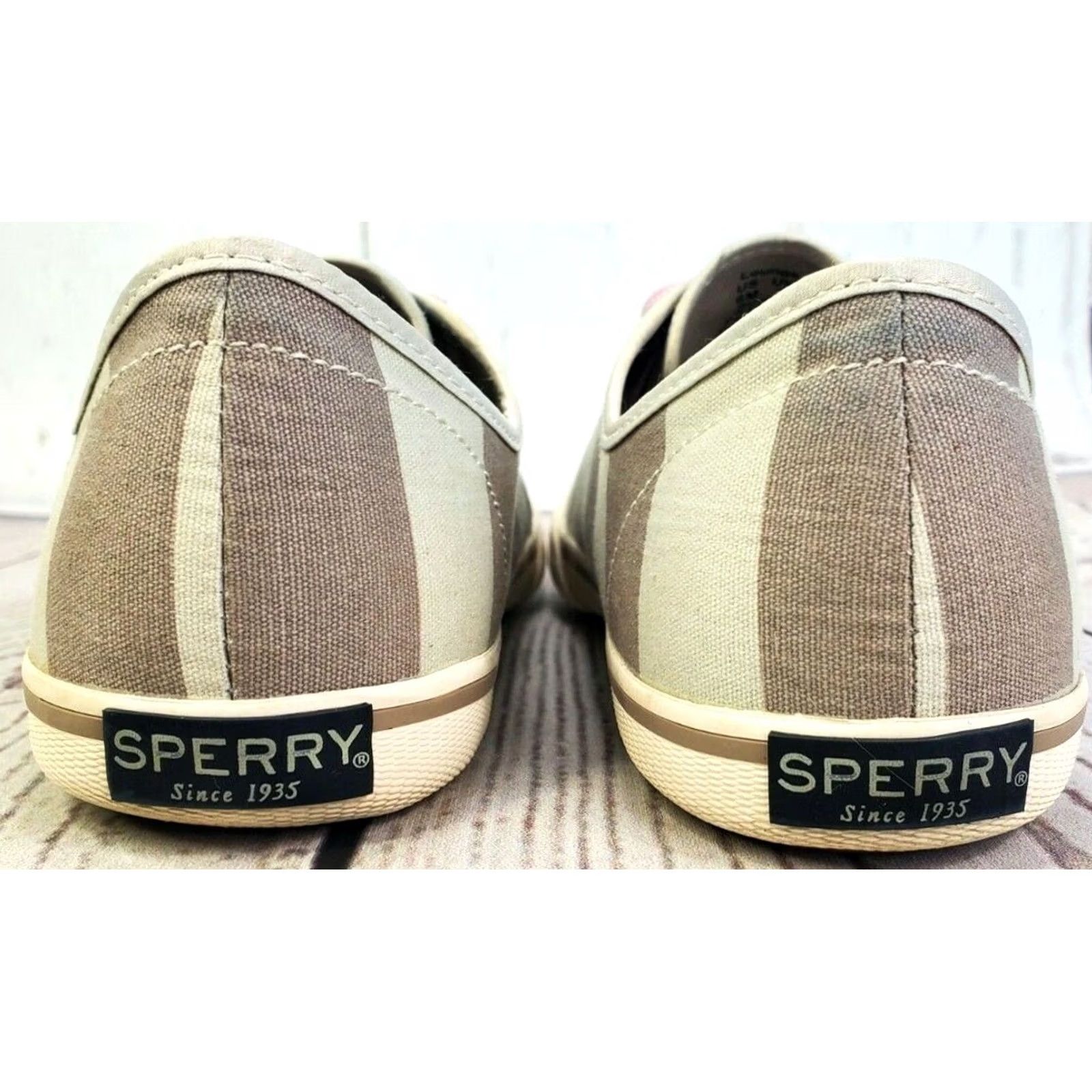 Sperry Sperry Lounge LTT Women’s 6 M Light Blue Gray Striped Canvas Slip-On Sneakers Size US 6 / IT 36 - 6 Thumbnail