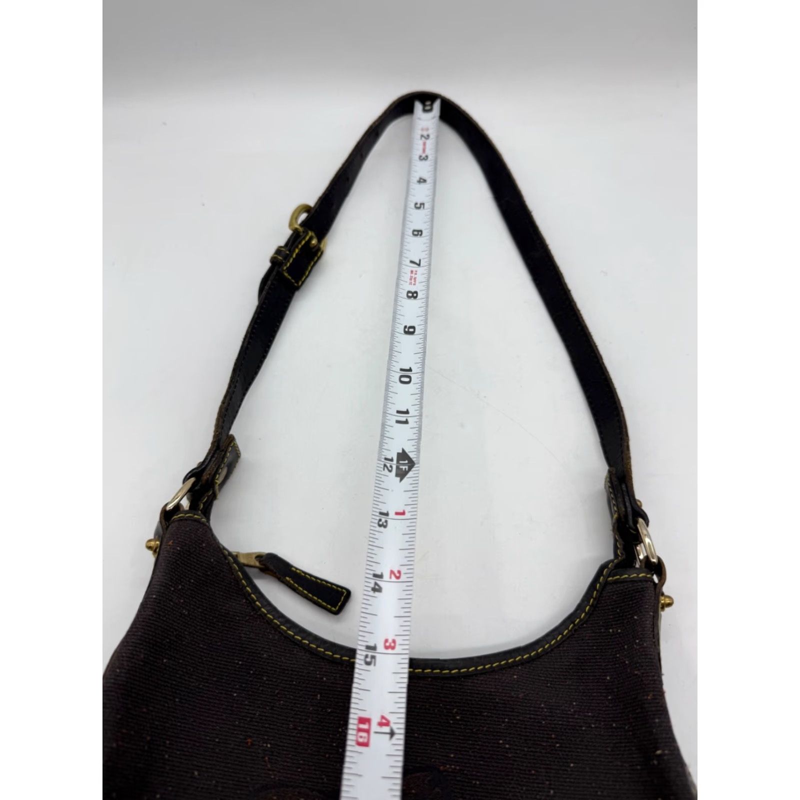 Dooney & Bourke VINTAGE Dooney & Bourke Boho Shoulder Bag Purse Brown Fabric Leather Trim Woman Size ONE SIZE - 2 Thumbnail