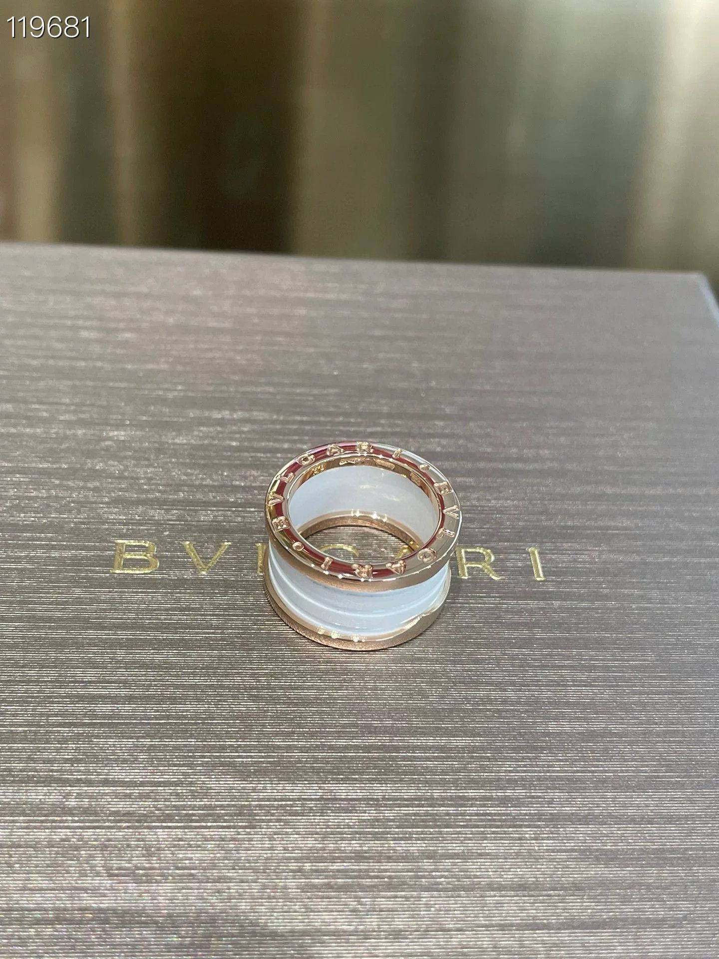 Bvlgari Bulgari Rose Gold White Ceramic 4-Band Ring Size ONE SIZE - 1 Thumbnail