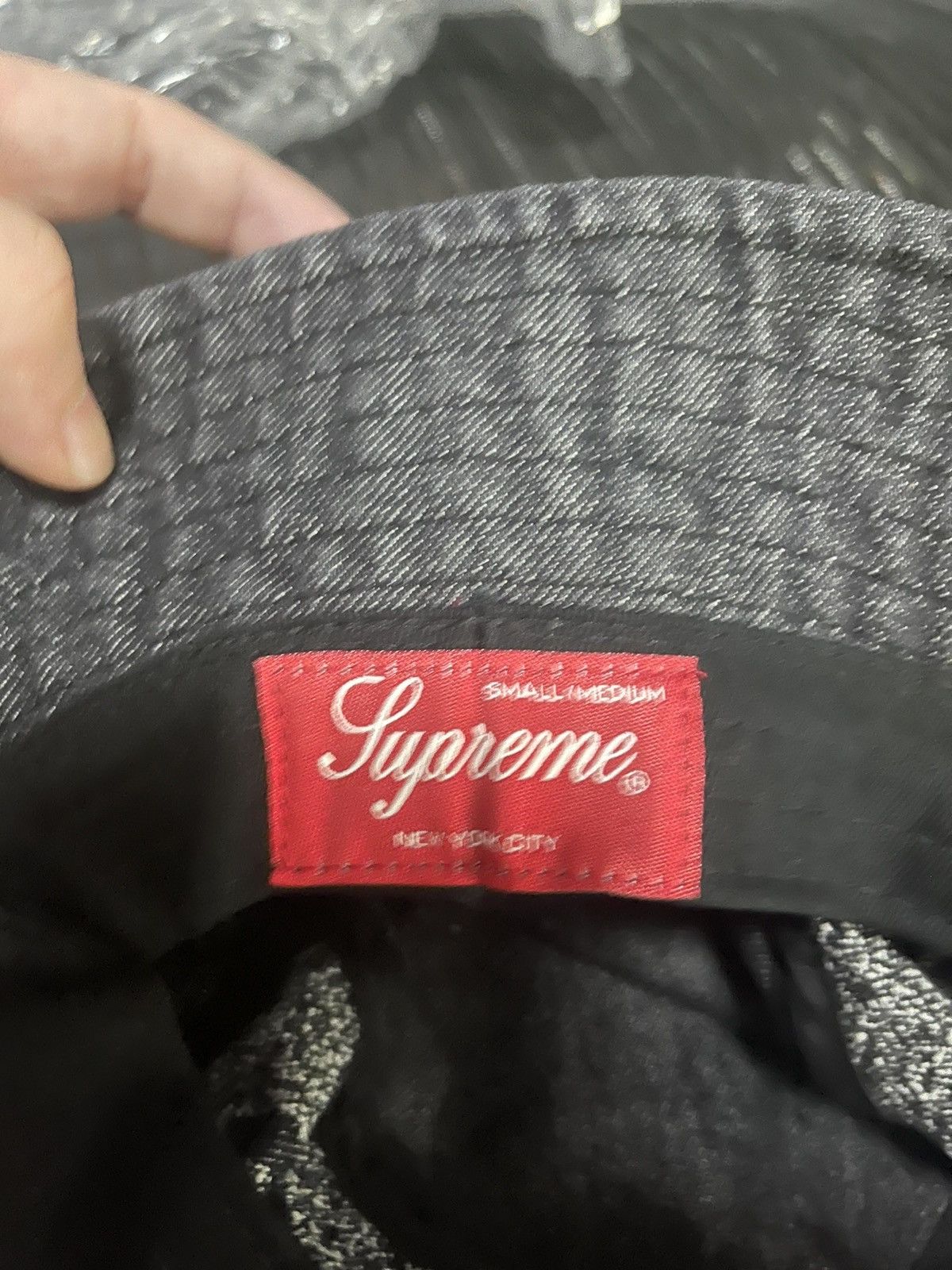 Supreme black fade jacquard denim crusher s/m
