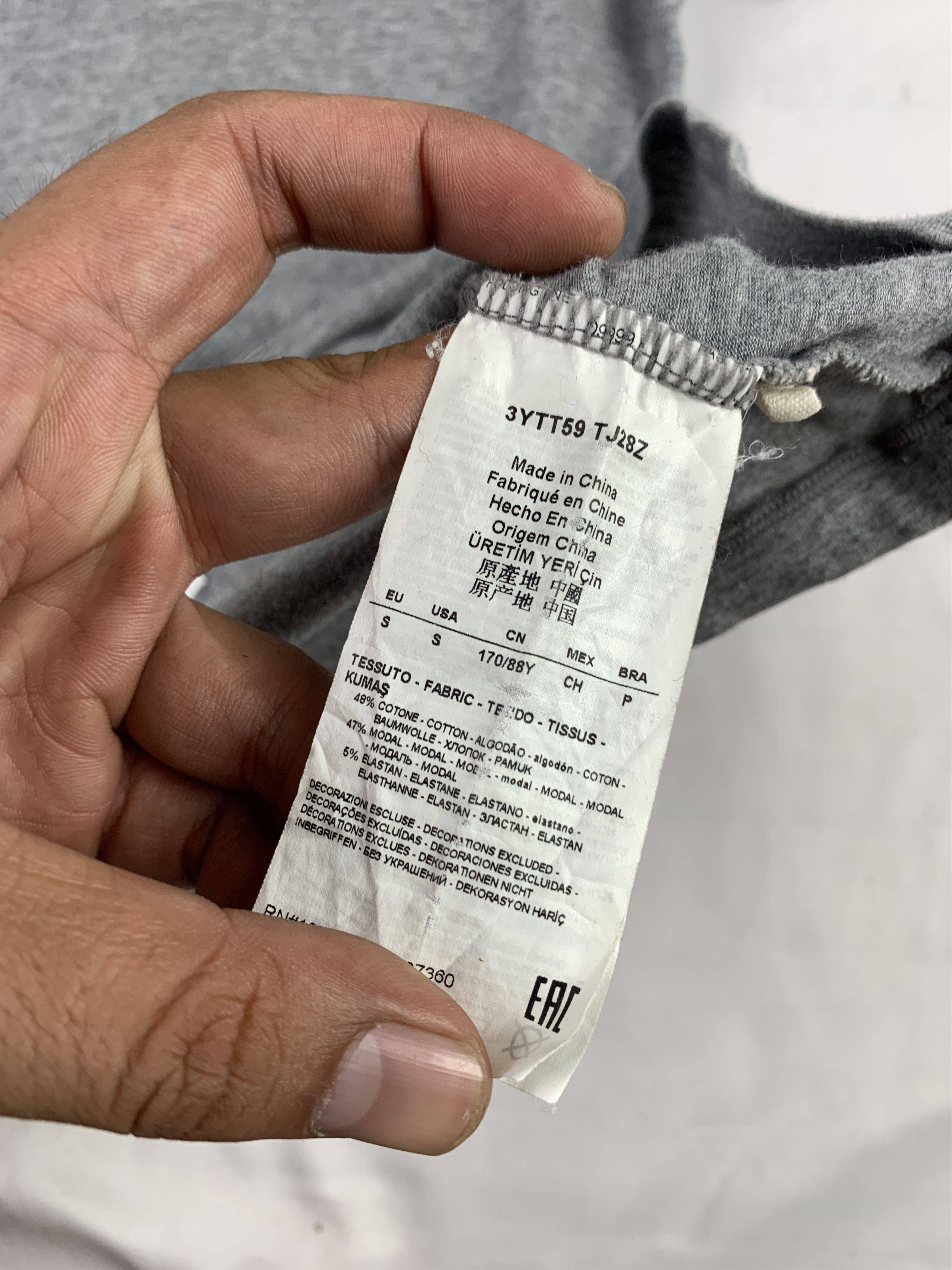 Emporio Armani Emporio Armani Gray V-neck Tee (M) Size M / US 6-8 / IT 42-44 - 6 Thumbnail