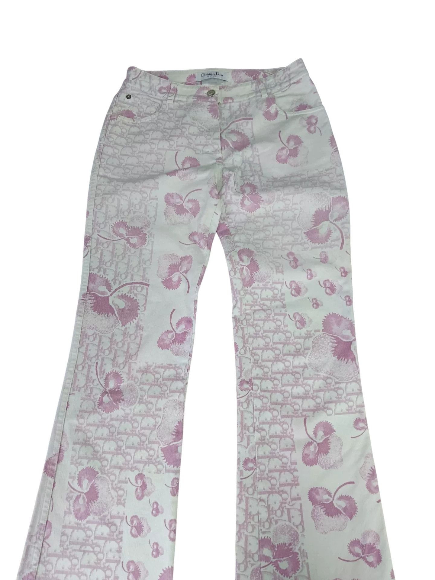 Dior Dior Pink Pansy Oblique Jeans FR 34 Size 25" / US 0 / IT 36 - 1 Thumbnail