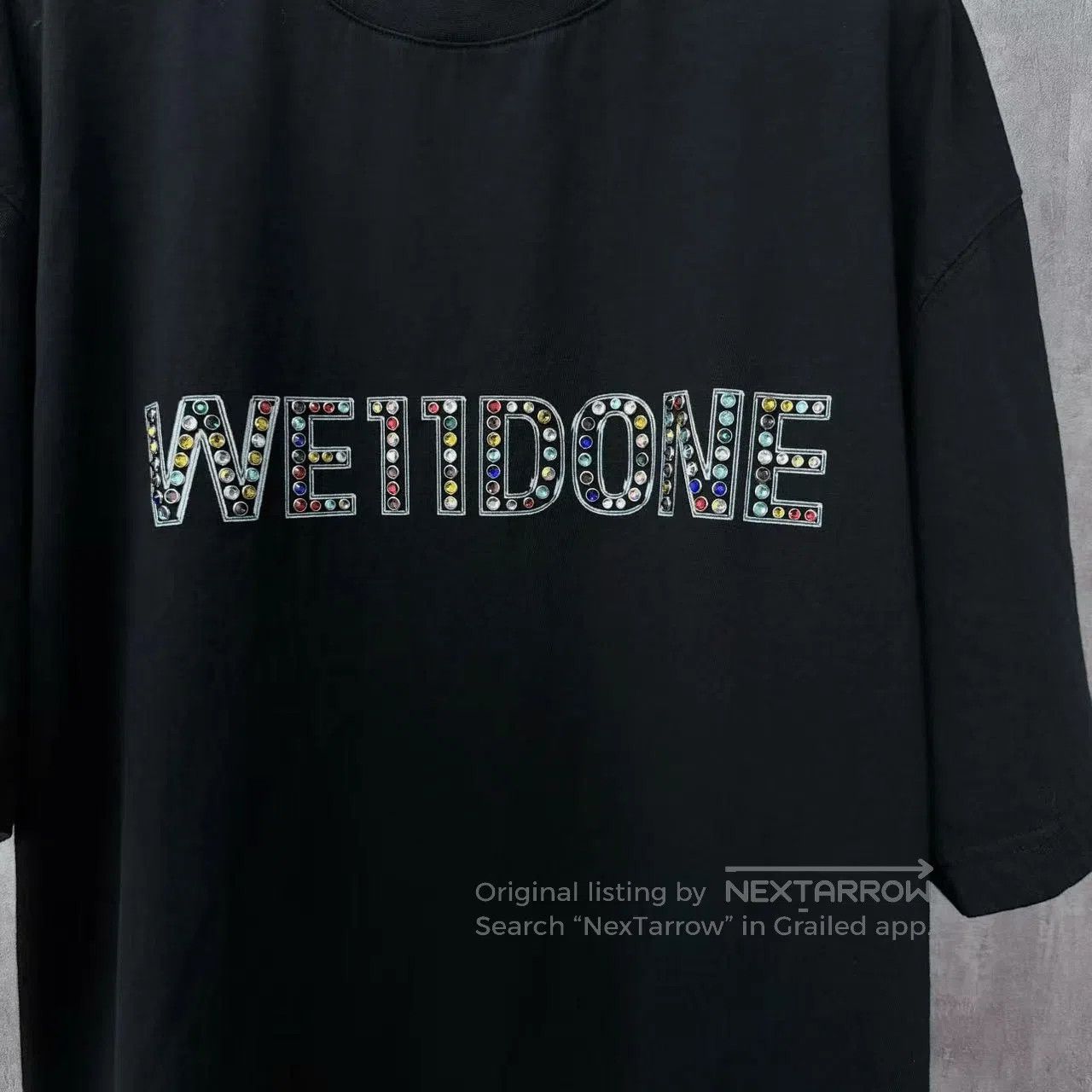 WE11DONE Welldone Rhinestone Letter Logo T. Size M / US 6-8 / IT 42-44 - 2 Thumbnail