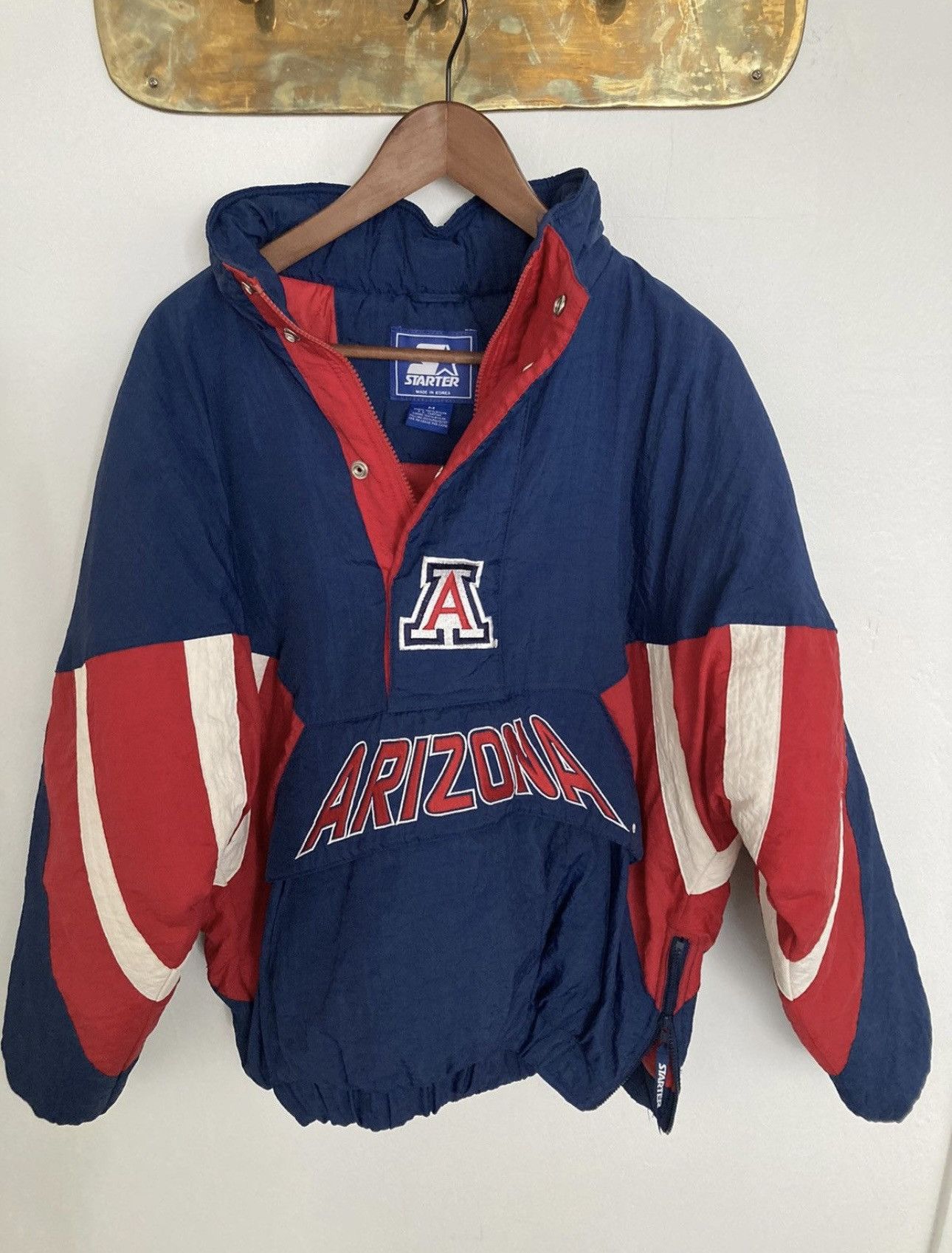 image of Starter Univ Of Arizona Vintage Ski Jacket in Blue, Men's (Size Medium)
