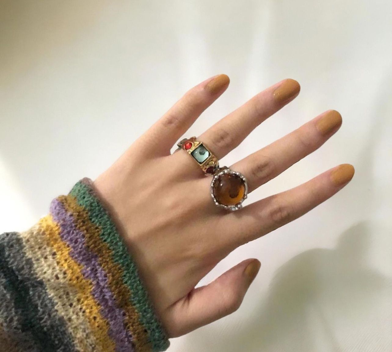 Other Irregular Chunky Ring Gold, Boho Maximalistlist Ring Set Size ONE SIZE - 8 Thumbnail