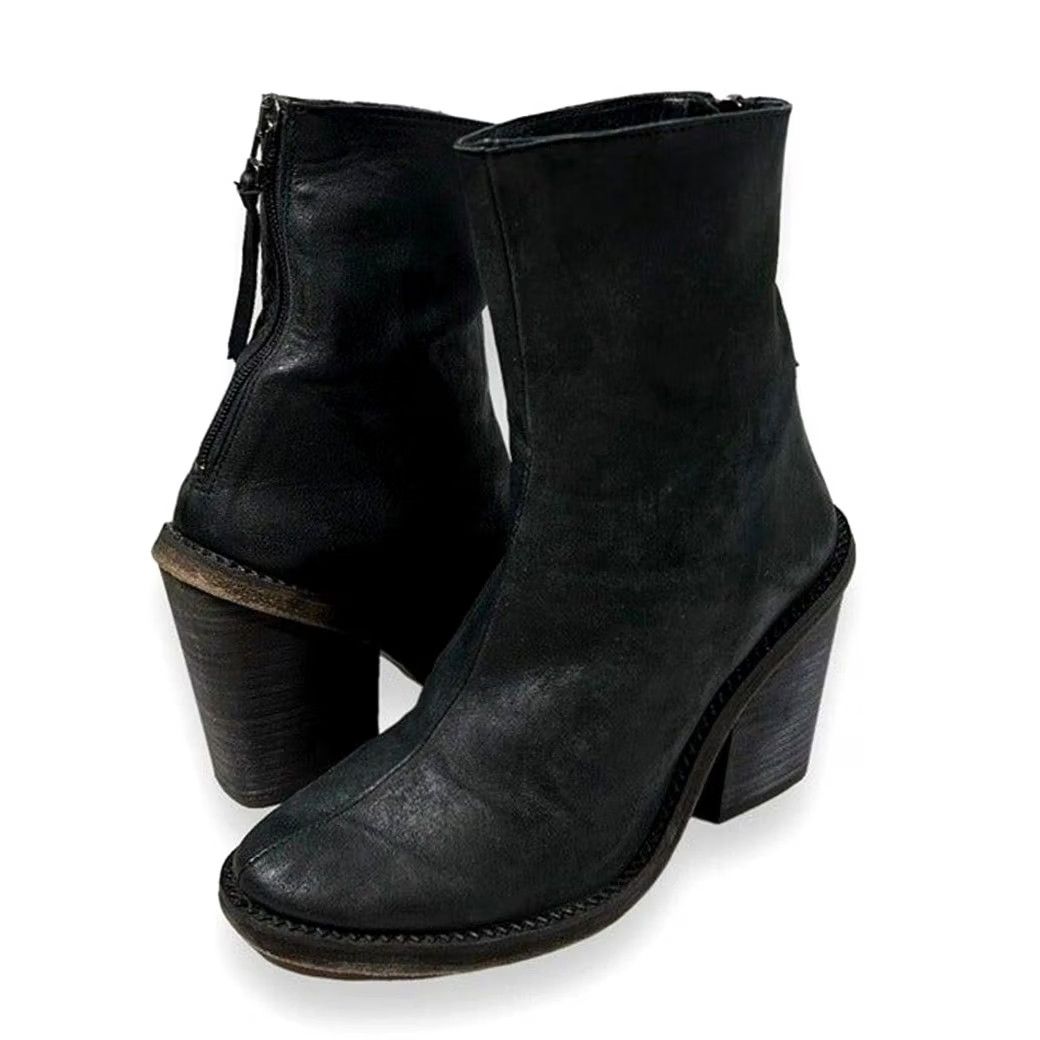 Free People Free People Marquis Suede Leather Block Heel Ankle Boot Womens 37 Black US 6.5 Size US 7 / IT 37 - 2 Thumbnail