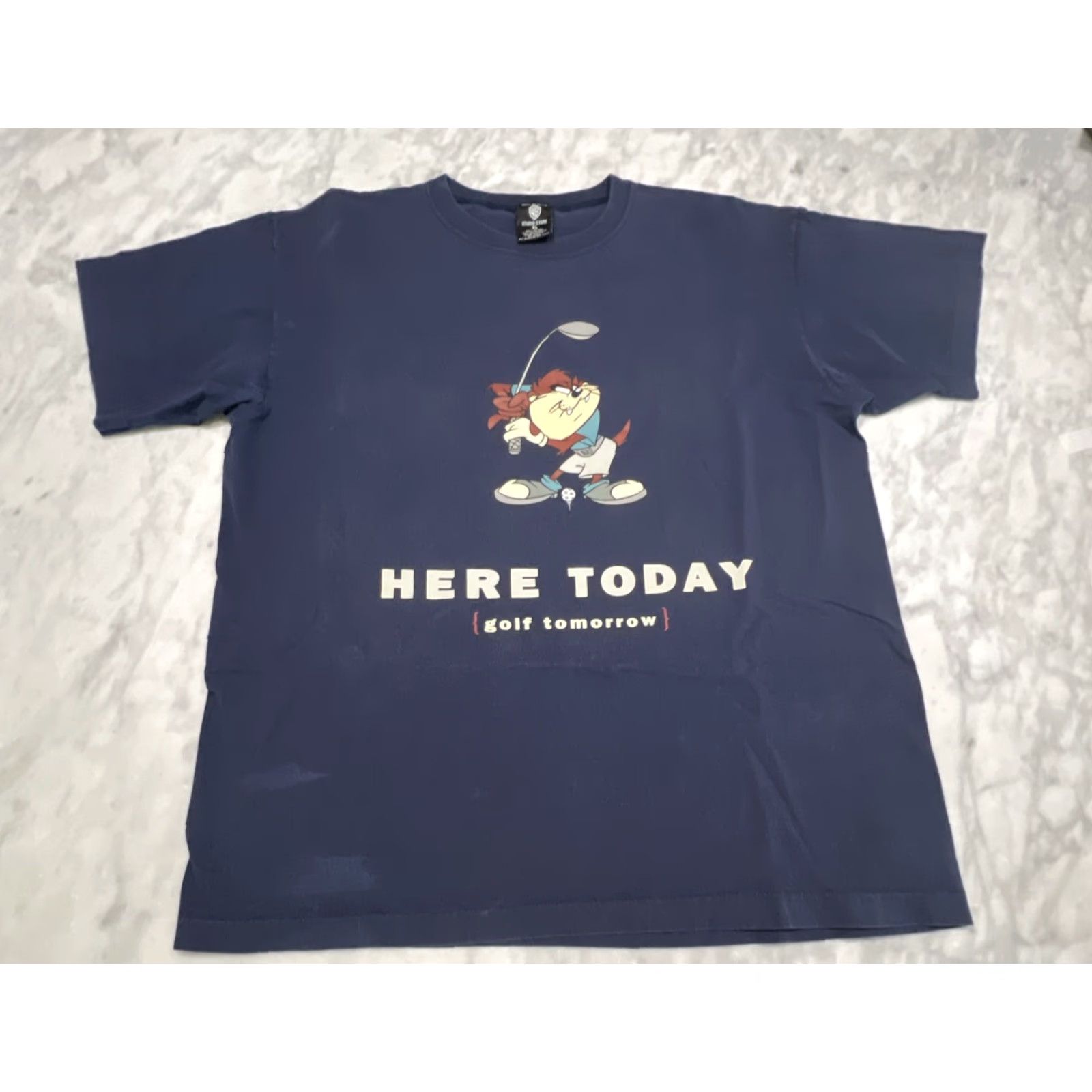 Vintage VINTAGE Warner Bros Taz Golf TShirt Men's XL Blue Crew Neck Short Sleeve Here Today Golf Tomorrow Single Stitch 1996 Cartoon 90s Mens Size US XL / EU 56 / 4 - 2 Thumbnail