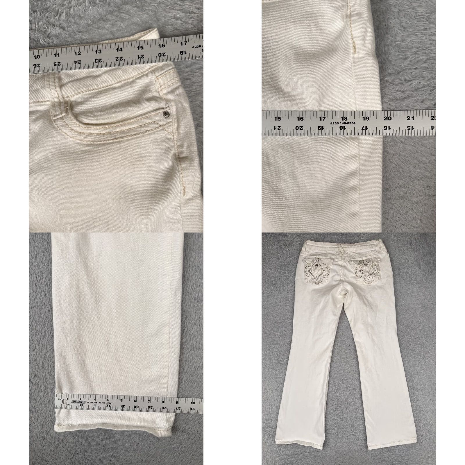Vintage LEI Jeans Bootcut Juniors 13 Regular White Ashley Low Rise Slim Bootcut 31x31 Women Size 34" / US 12 / IT 48 - 9 Thumbnail