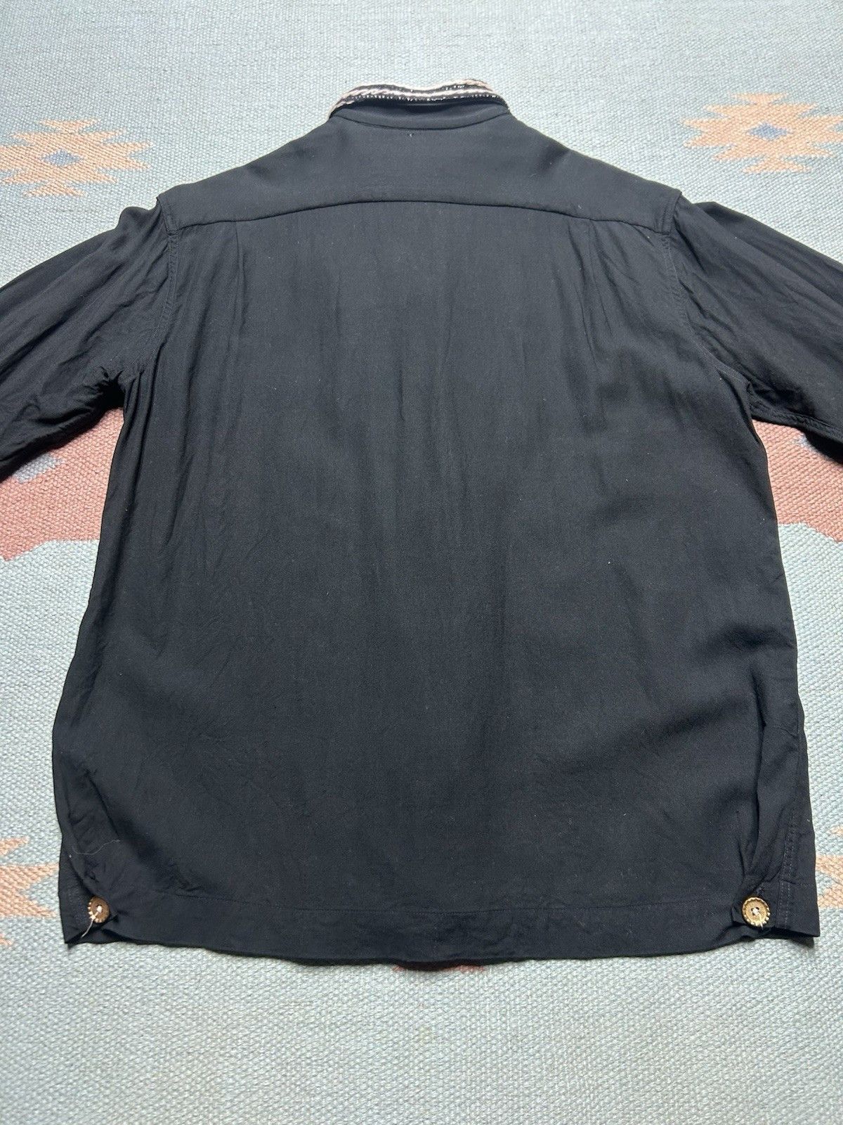 Vintage 1950s button shirt rayon lurex black rockabilly Small/medium Size US M / EU 48-50 / 2 - 7 Thumbnail