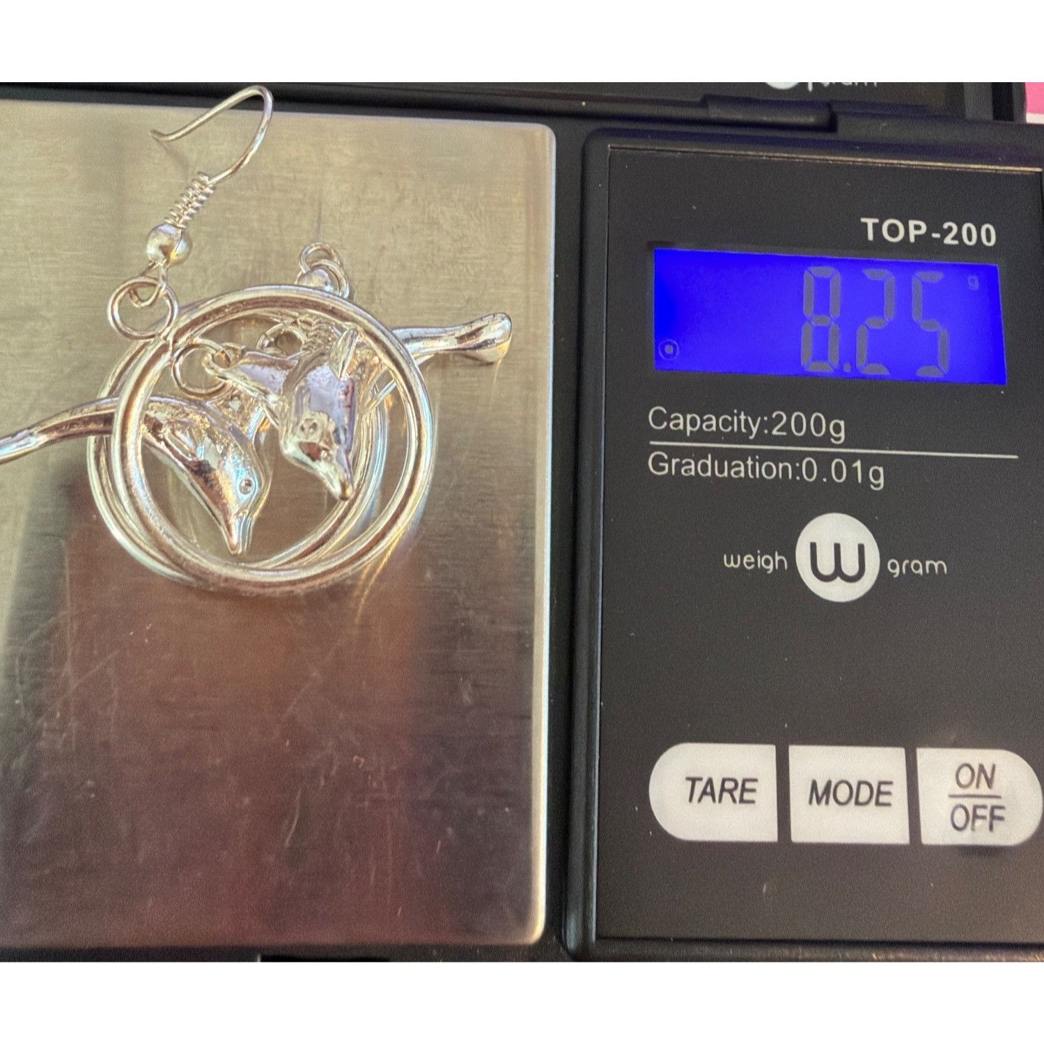 Other Silver Tone Dolphin Dangle Earrings Circular Hoop Hooks 1.75 Size ONE SIZE - 5 Thumbnail