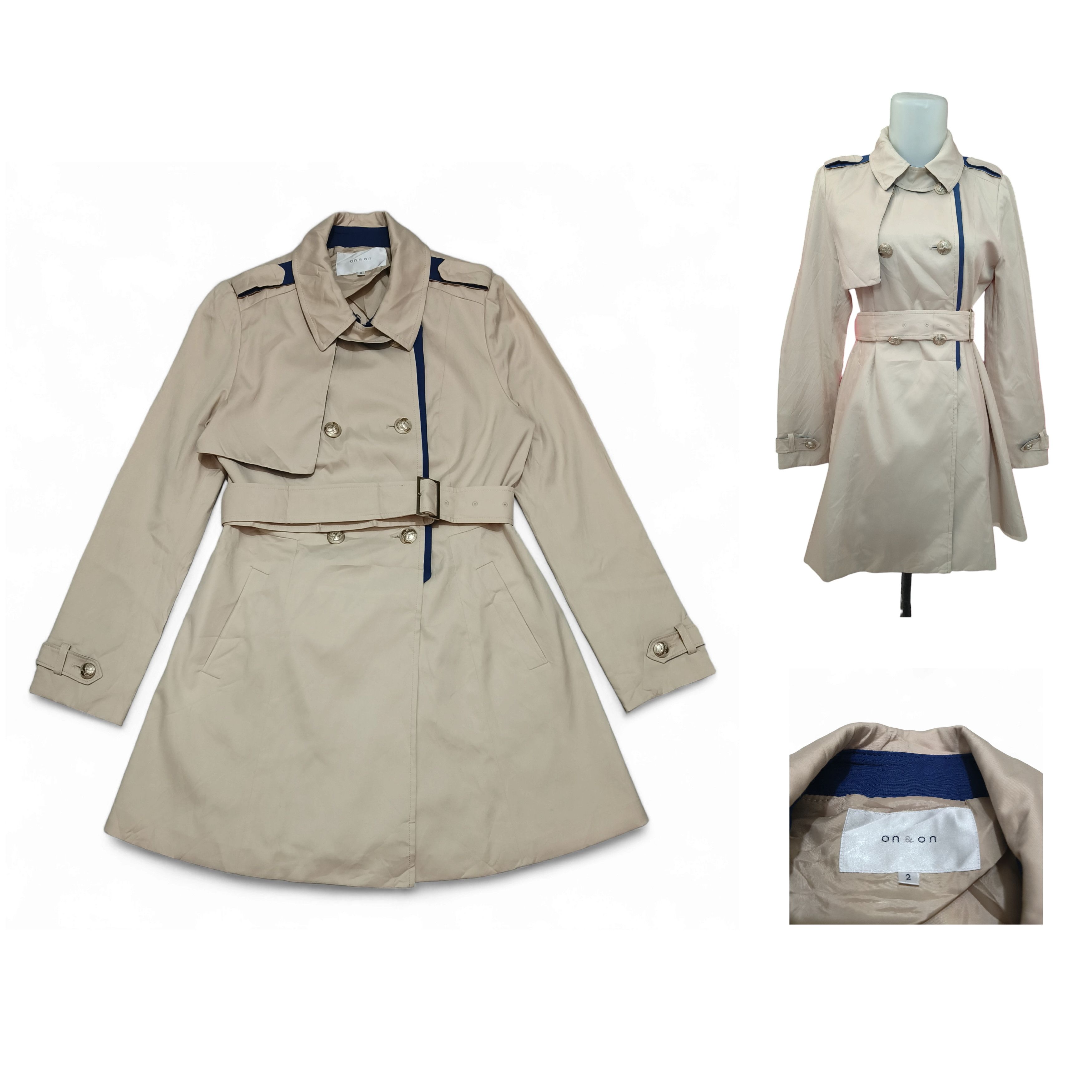 Other On & On Women Beige Korean Trench Coat Size XS / US 0-2 / IT 36-38 - 1 Thumbnail