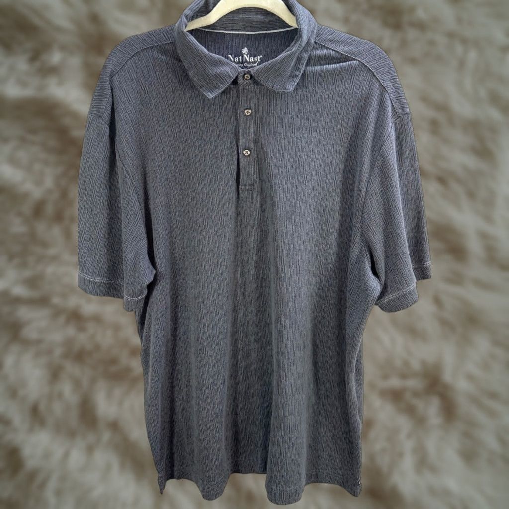 Nat Nast Nat Nast Men's Polo Shirt Short Sleeve Gray 1/4 Button Modal Blend Stretch XL Size US XL / EU 56 / 4 - 1 Thumbnail