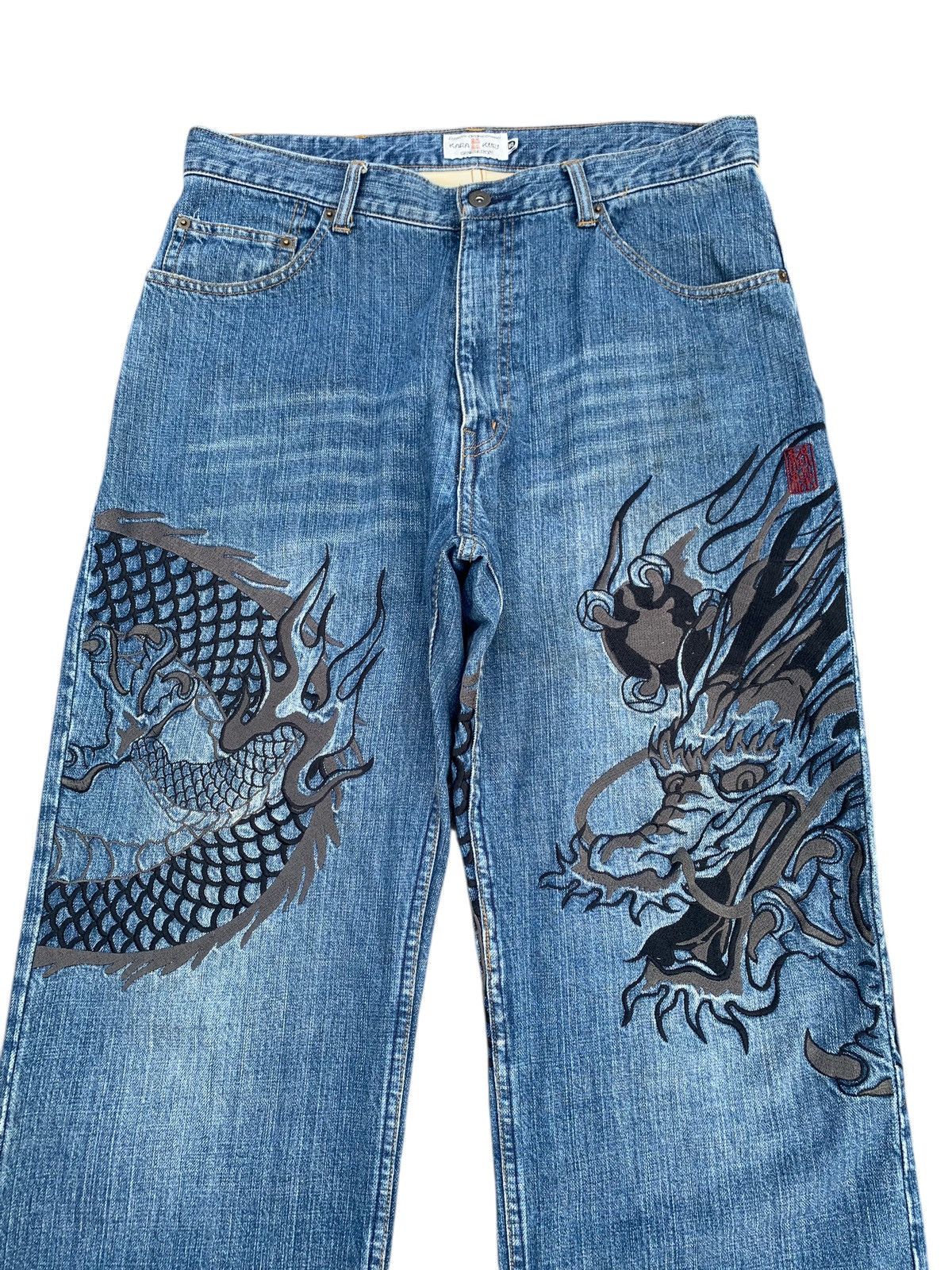 Kapital KARAKURI TAMASHI DRAGON EMBROIDERY JAPANESE SUKAJAN DENIM Size US 34 / EU 50 - 7 Thumbnail