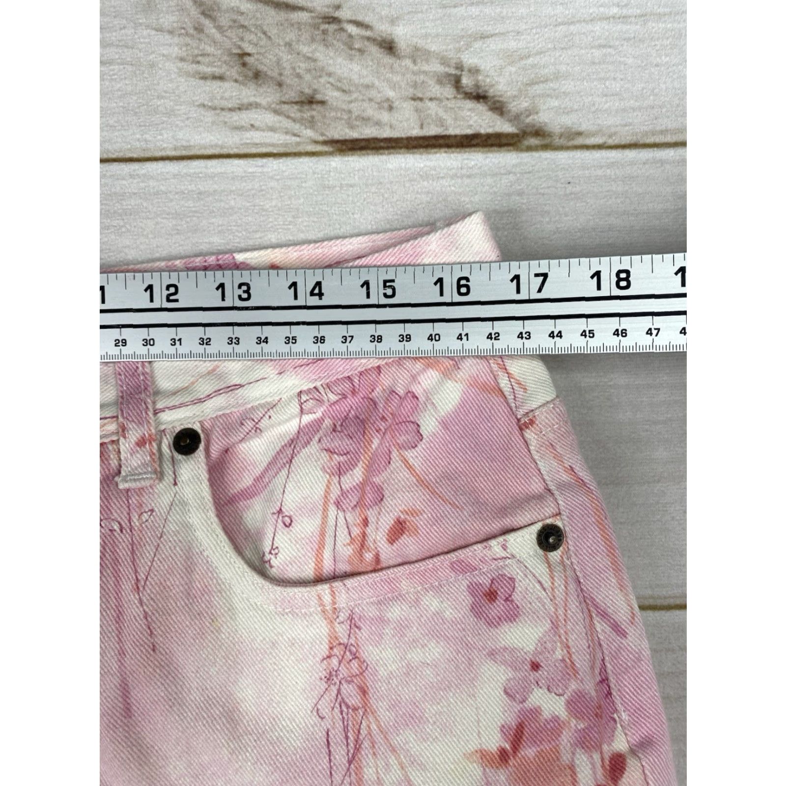 Bill Blass VINTAGE Bill Blass Jeans Womens 12P Short Pink Floral Print High Rise Straight Fit Denim Jeans Womens Girls? Size 34" / US 12 / IT 48 - 3 Thumbnail