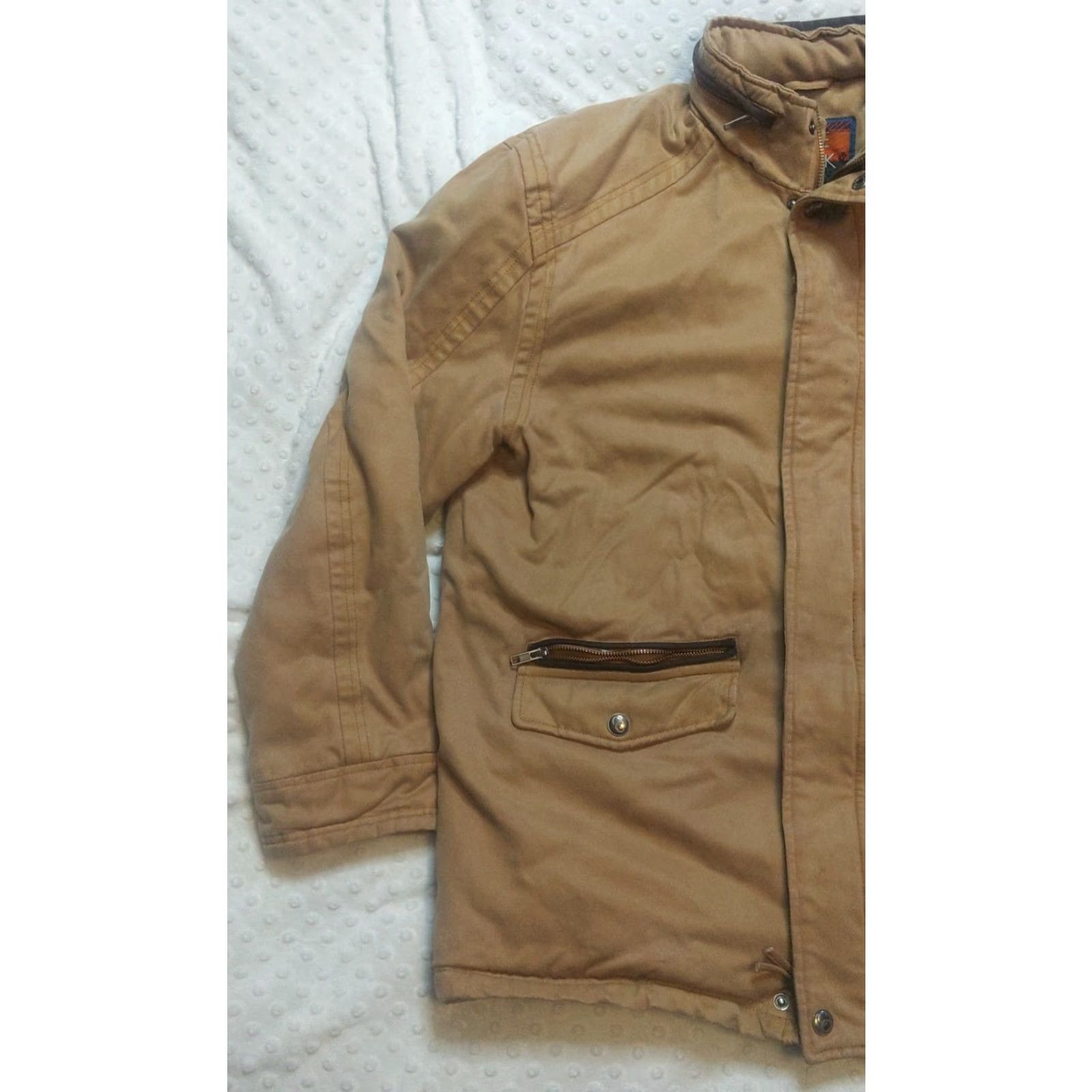 Rains VINTAGE Cripple Creek Jacket Men's Large Brown Bomber Hooded Zip Mid-Length Insulated Polyester Rain Size US L / EU 52-54 / 3 - 3 Thumbnail