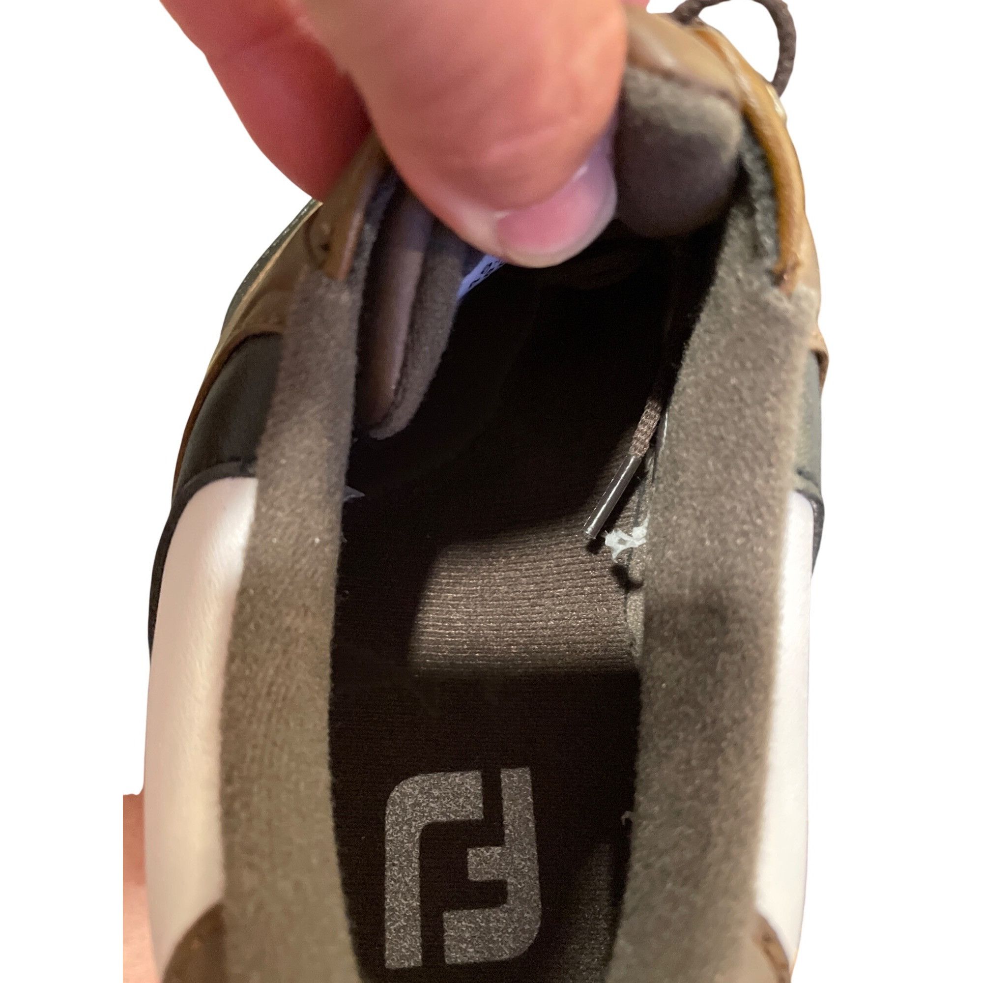 Footjoy Foot Joy mens white brown leather rubber golf shoes sneakers Size US 8.5 / EU 41-42 - 7 Thumbnail