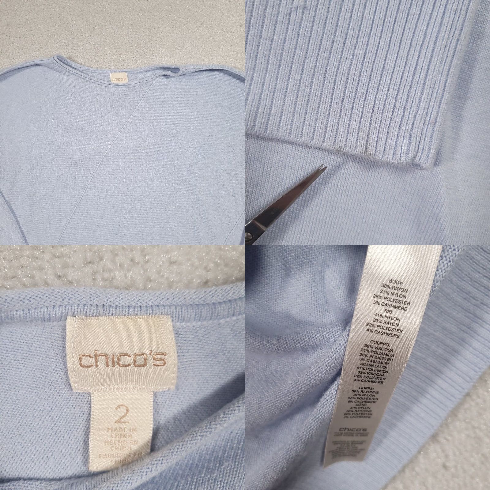 Vintage VINTAGE Chico's Sweater Top Blue Size L Pullover Long Sleeve Round Neck Women XS-3? Size L / US 10 / IT 46 - 8 Thumbnail