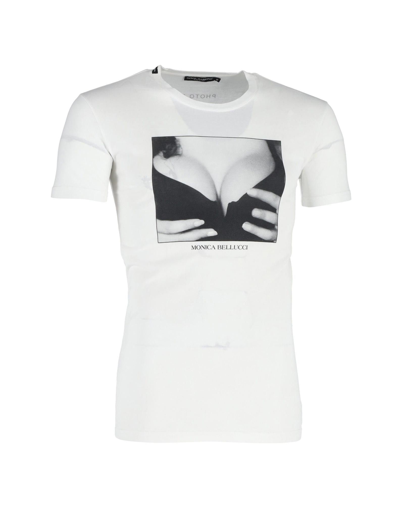 image of Dolce Gabbana Monica Bellucci White Cotton T-Shirt, Men's (Size XS)