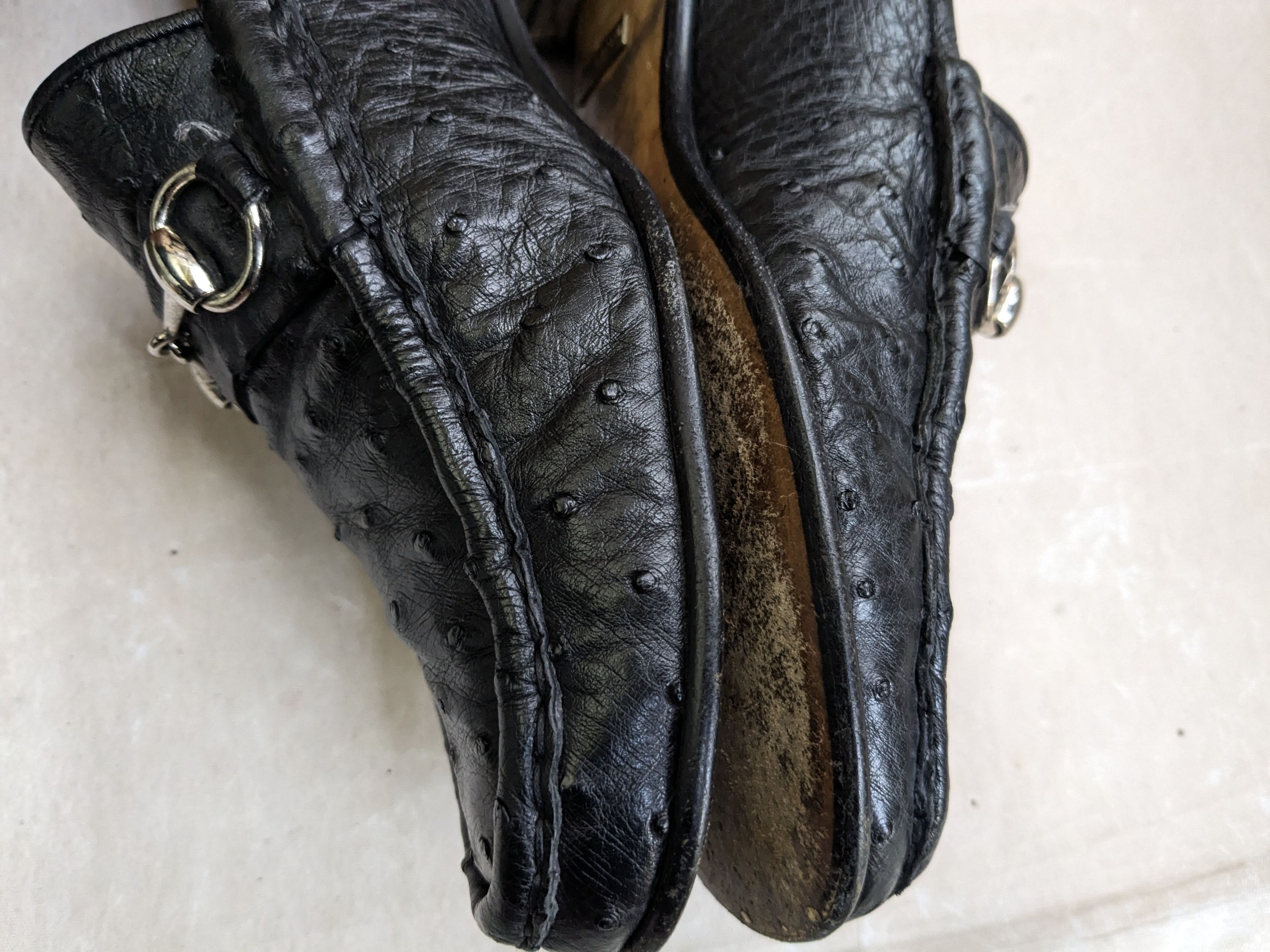 Gucci Gucci Horsebit Loafers Black Ostrich 8 D Leather Slip On Size US 8 / EU 41 - 9 Thumbnail