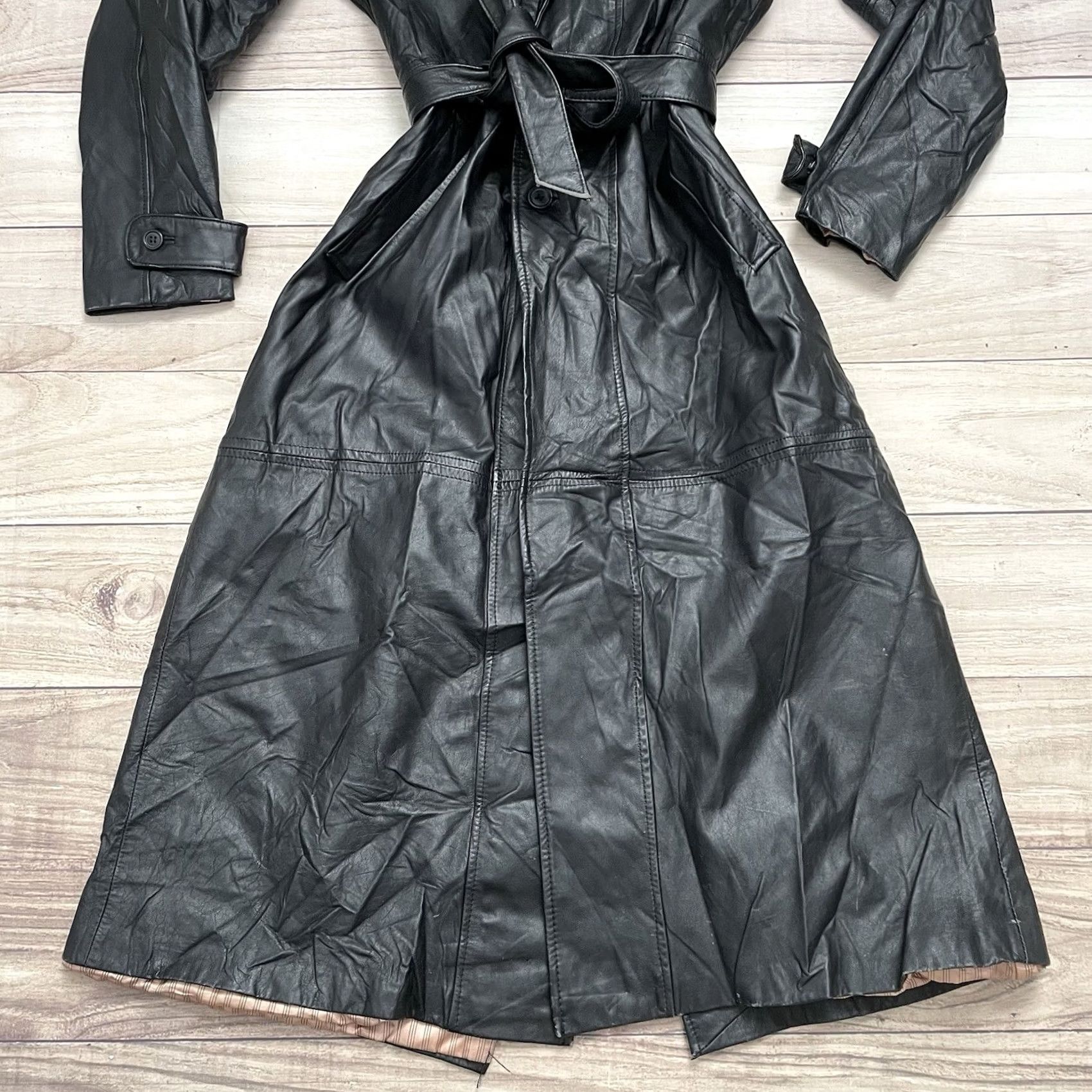 G-III VINTAGE G-III Global Identity Leather Belted Trench Coat Women's Black Size M 80s 90s Classic Coat Mens Womens Size M / US 6-8 / IT 42-44 - 3 Thumbnail