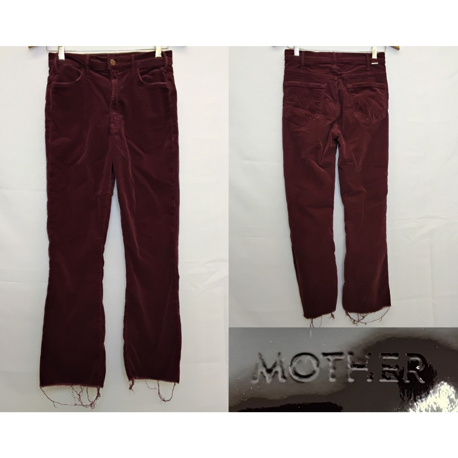 MOTHER Mother Hustler Corduroy Jeans Women's 27 Maroon Ankle Fray Size 27" / US 4 / IT 40 - 1 Thumbnail