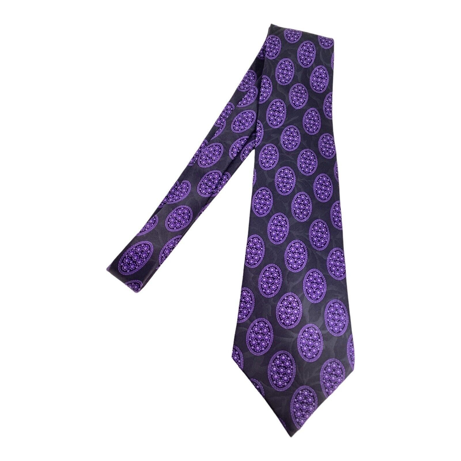 Lanvin LANVIN PARIS Gray Purple Medallion Luxury Silk Tie Made In F Size ONE SIZE - 5 Thumbnail
