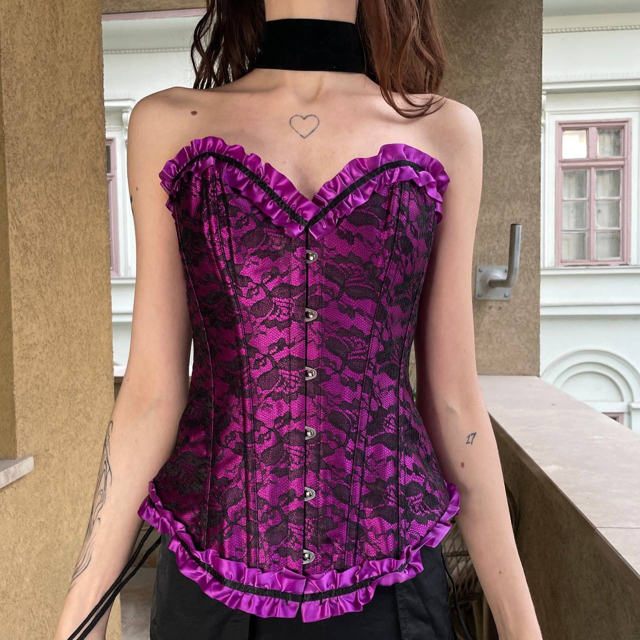 Other Satin Corset by POIZEN INDUSTRIAL lace and a ribbon Size ONE SIZE - 1 Thumbnail
