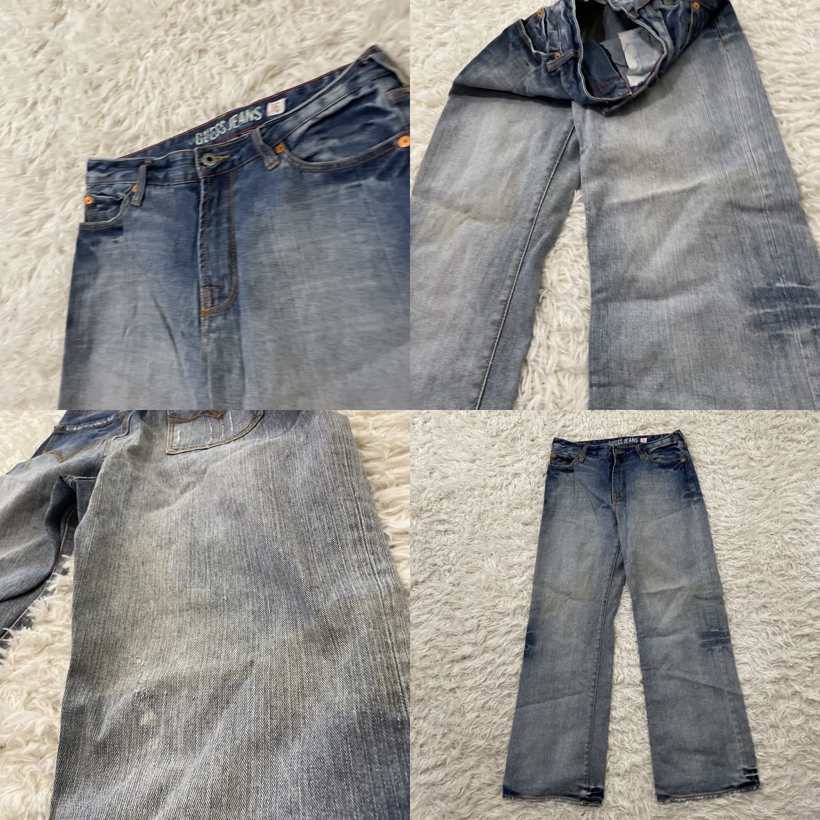 Guess VINTAGE GUESS JEANS Women 16 Ramie Y2k Streetwear Straight Wide Blue Grunge 90s WorkFade Jeans Mens Women Girls Size 38" / US 16 / IT 52 - 10 Thumbnail