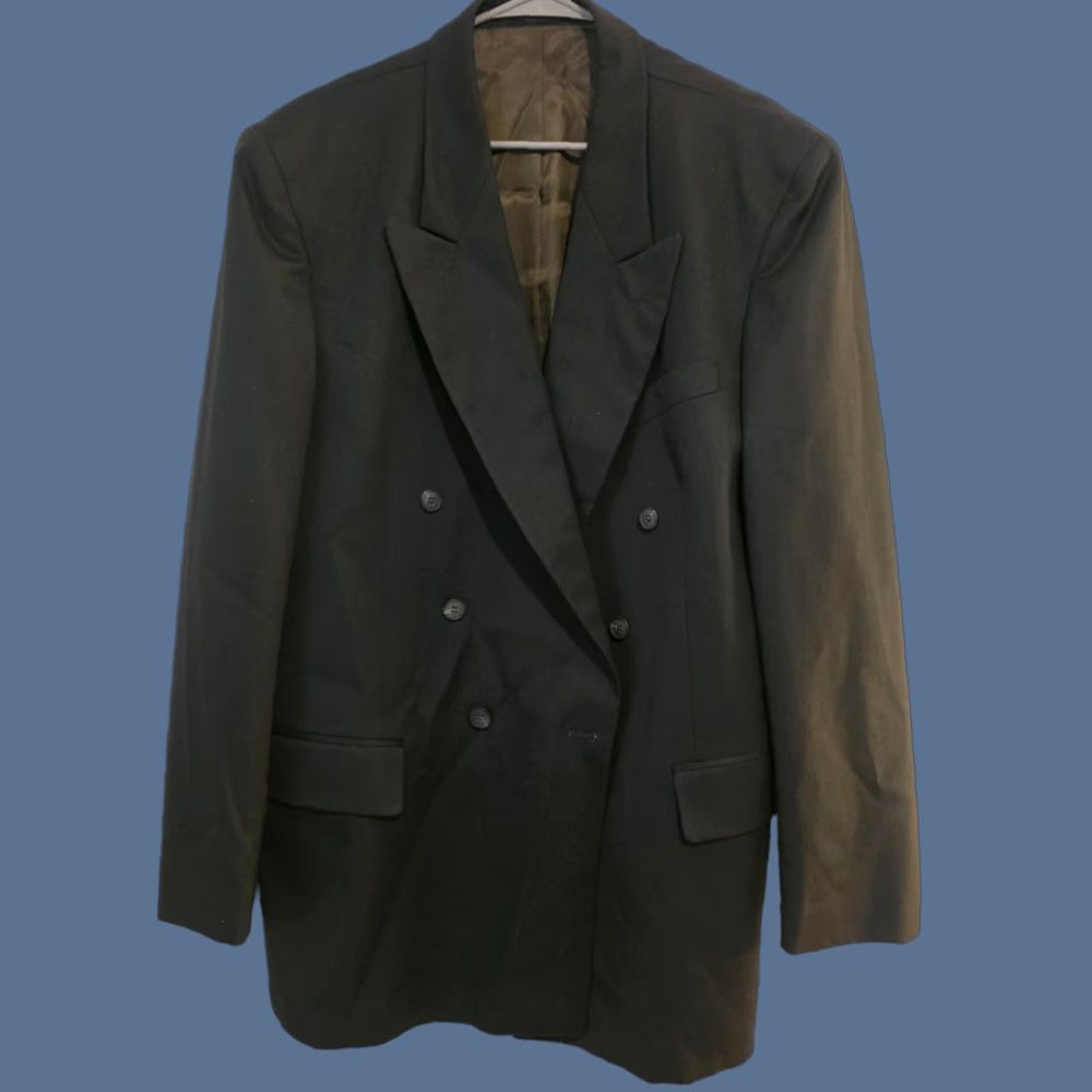 Doublet VINTAGE Andre Villard Blazer Jacket Men's 44R Black 100% Wool Double-Breasted Peak Lapel Formal Business Office Modern Vintage Size 44R - 1 Thumbnail