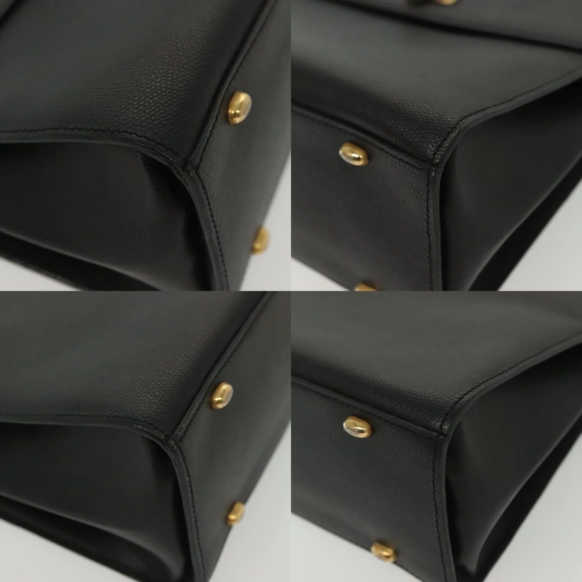 Celine CELINE Hand Bag Leather Black Gold Size ONE SIZE - 10 Thumbnail