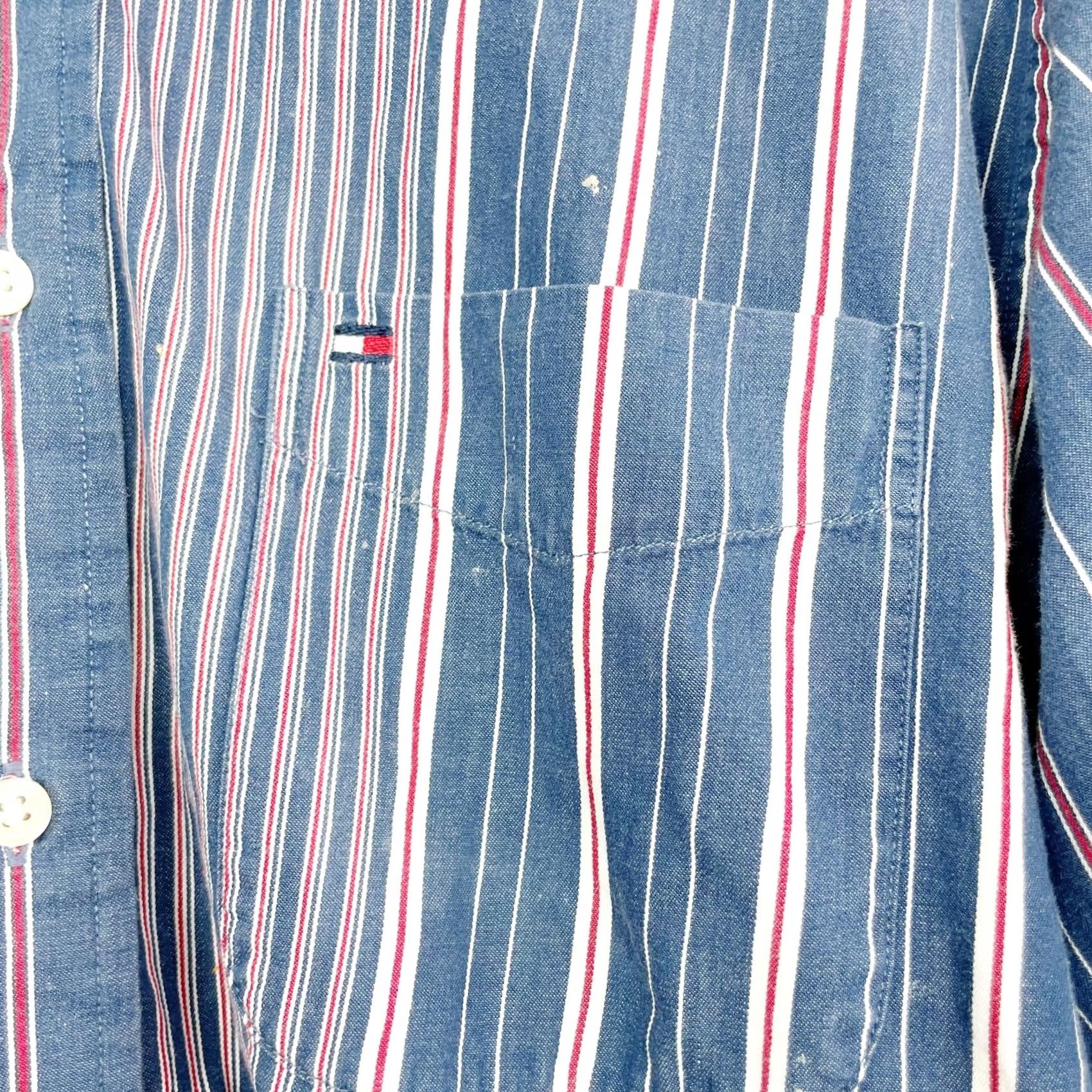 Tommy Hilfiger VINTAGE Tommy Hilfiger Shirt Mens Size M 1990s Red Blue Striped Long Sleeve Button-Front Cotton 100% Grunge Size US M / EU 48-50 / 2 - 3 Thumbnail