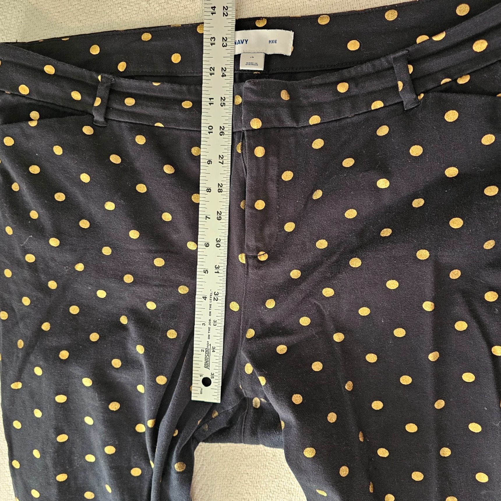 Old Navy Old Navy Pants Cropped Poly Cotton Blend Black Polka Dot High Rise 18 Womens Straight Leg Knit Stretch Regular Size 18 Size 40" / US 18 - 6 Thumbnail